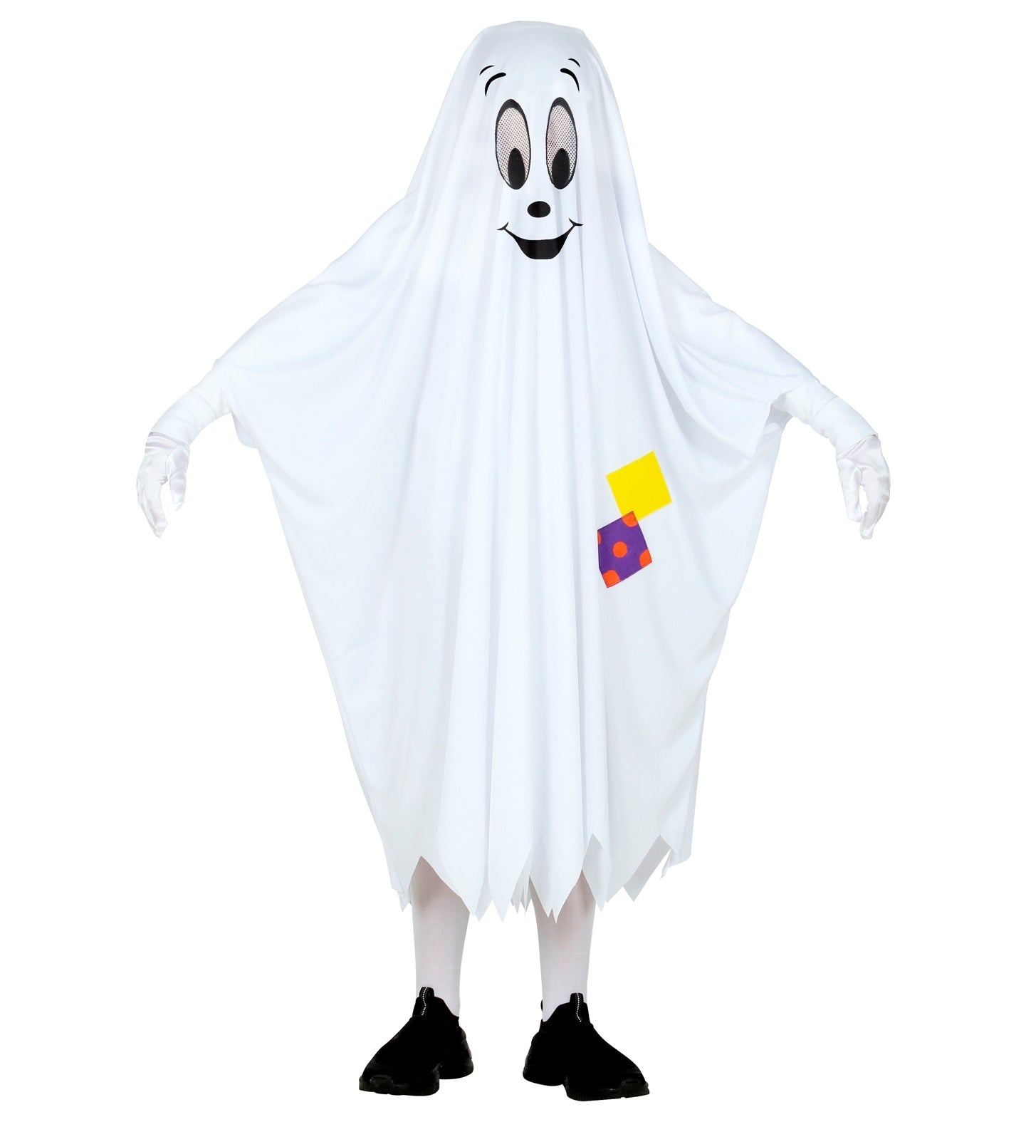 Widmann - Spook & Skelet Kostuum - Het Vriendelijke Spookje Kind Kostuum - wit / beige - Maat 128 - Halloween - Verkleedkleding