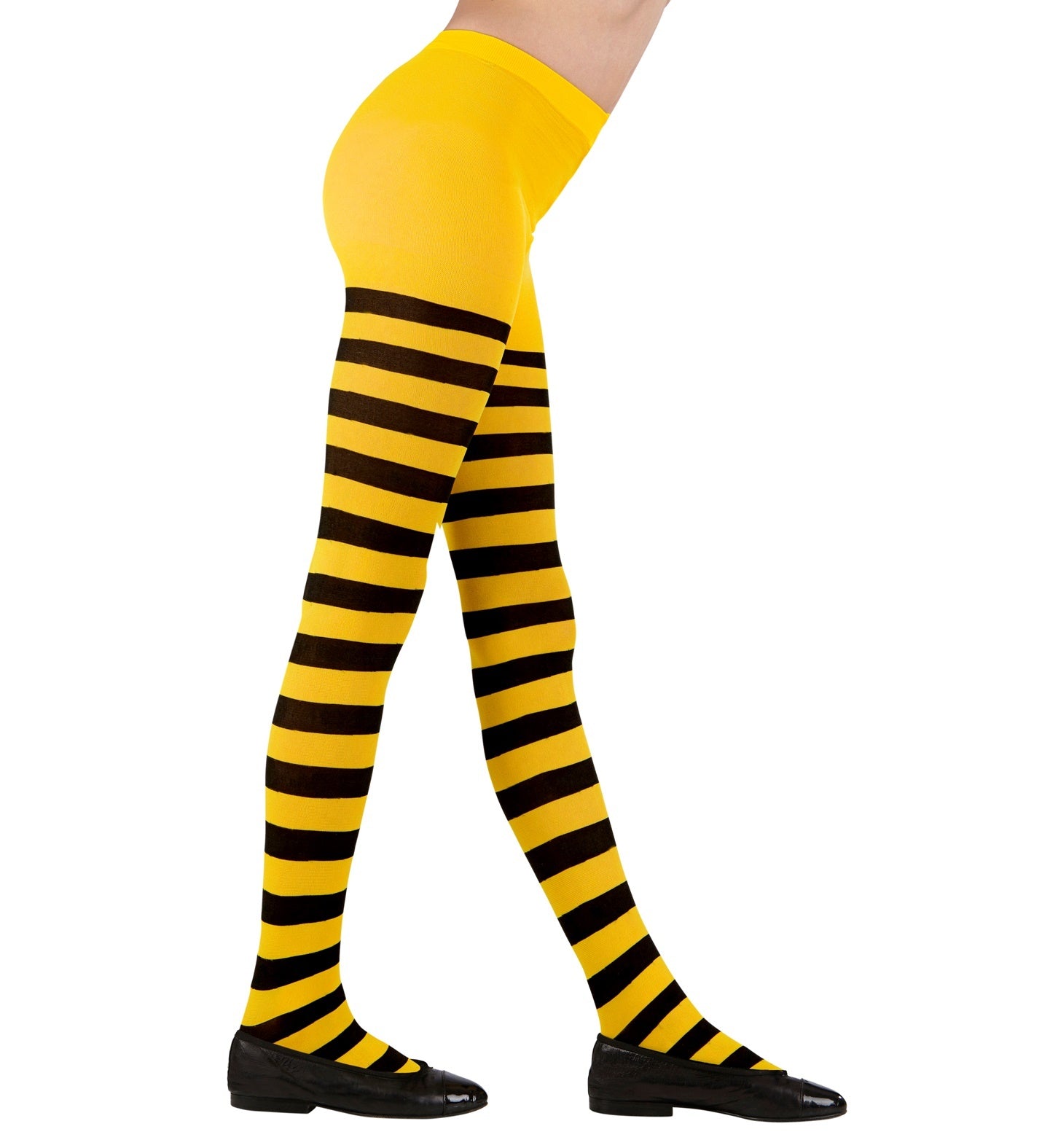 WIDMANN - Zwart en geel gestreepte legging voor kinderen - 140 (8-10 jaar)