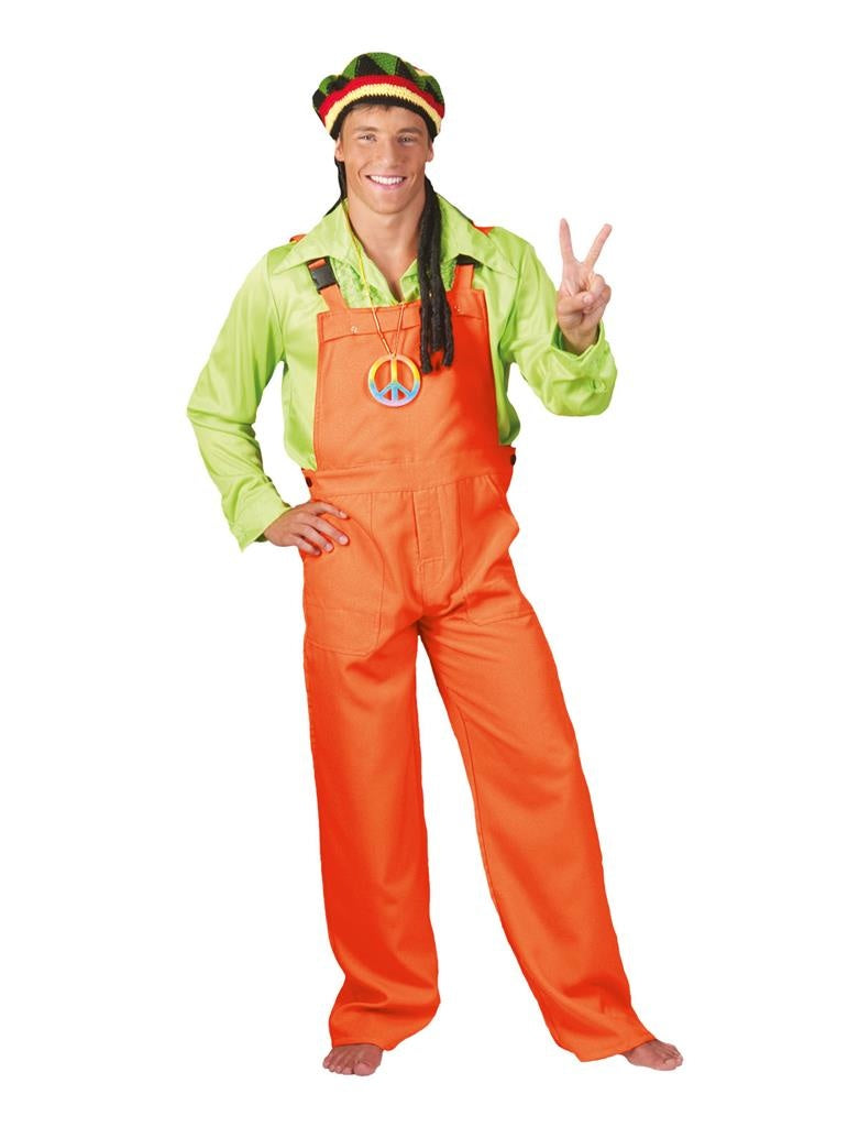 Fluo oranje tuinbroek voor volwassenen - Volwassenen kostuums