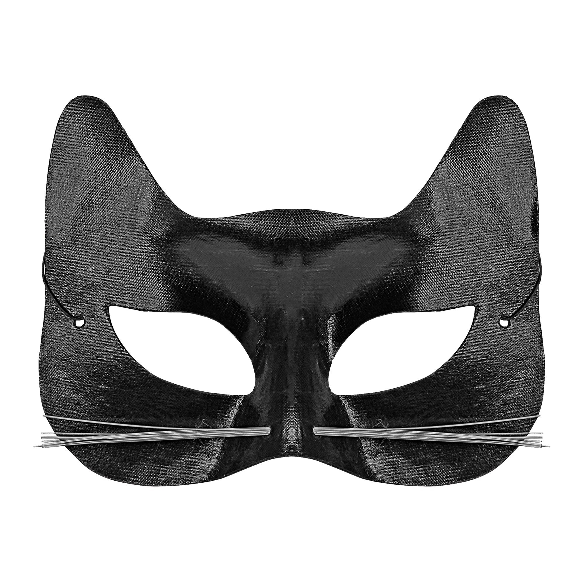 Widmann - Poes & Kat Kostuum - Oogmasker Zwarte Kat Met Snorharen - zwart - Halloween - Verkleedkleding