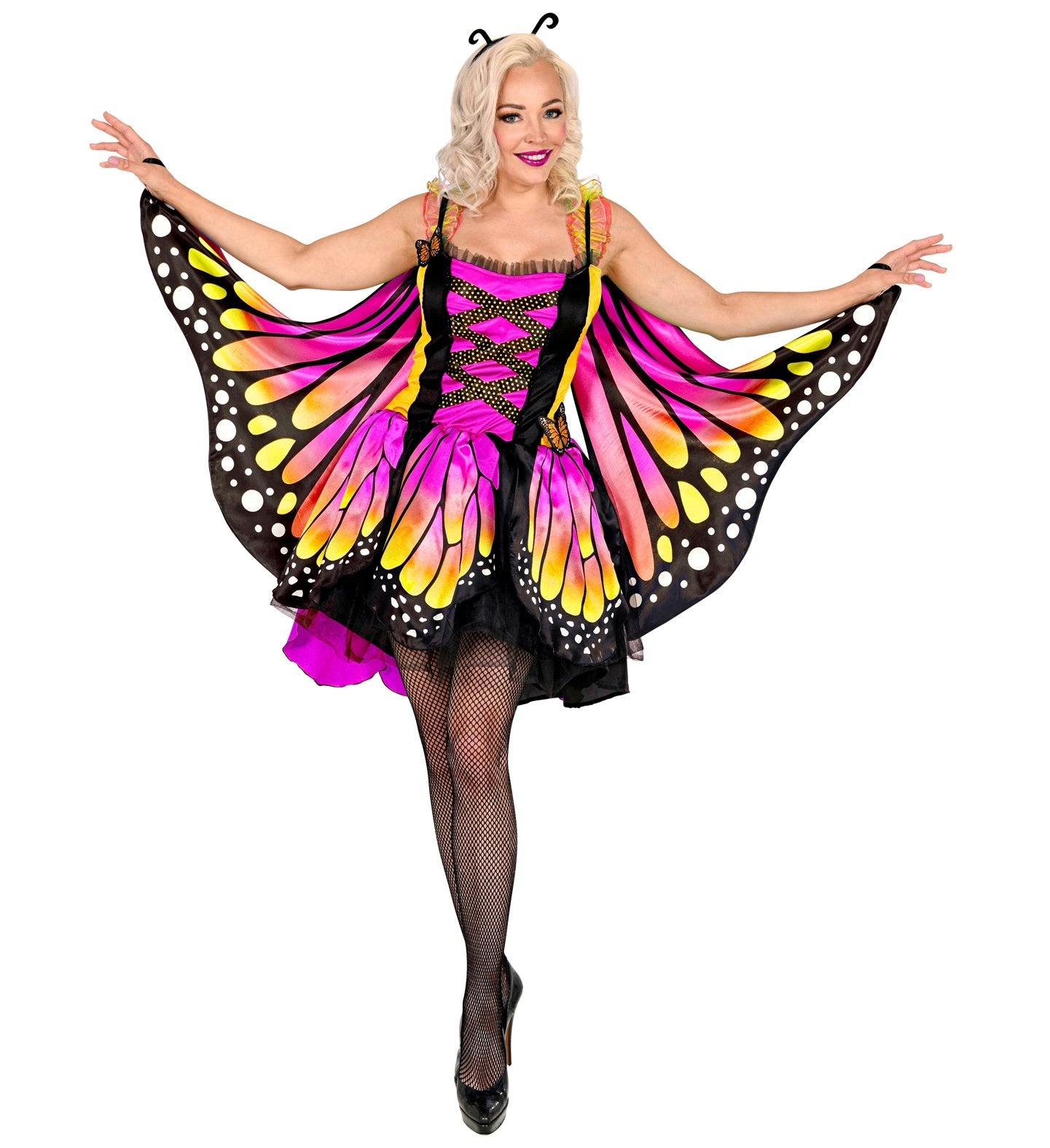 Widmann - Vlinder Kostuum - Vrij In De Nacht Vlinder - Vrouw - roze,goud - Small - Carnavalskleding - Verkleedkleding