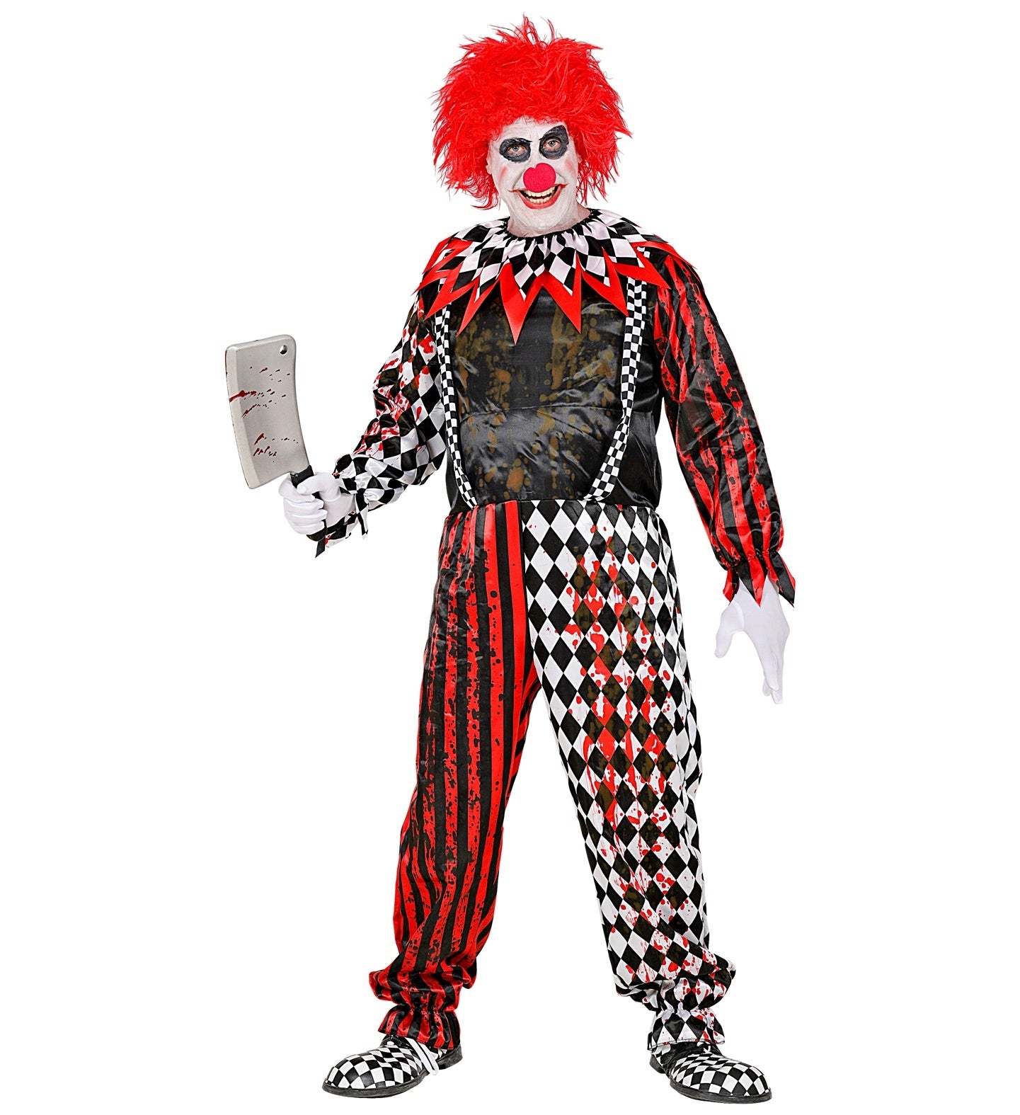 Widmann - Monster & Griezel Kostuum - Moordende Horrorclown - Man - rood,zwart - Medium - Halloween - Verkleedkleding