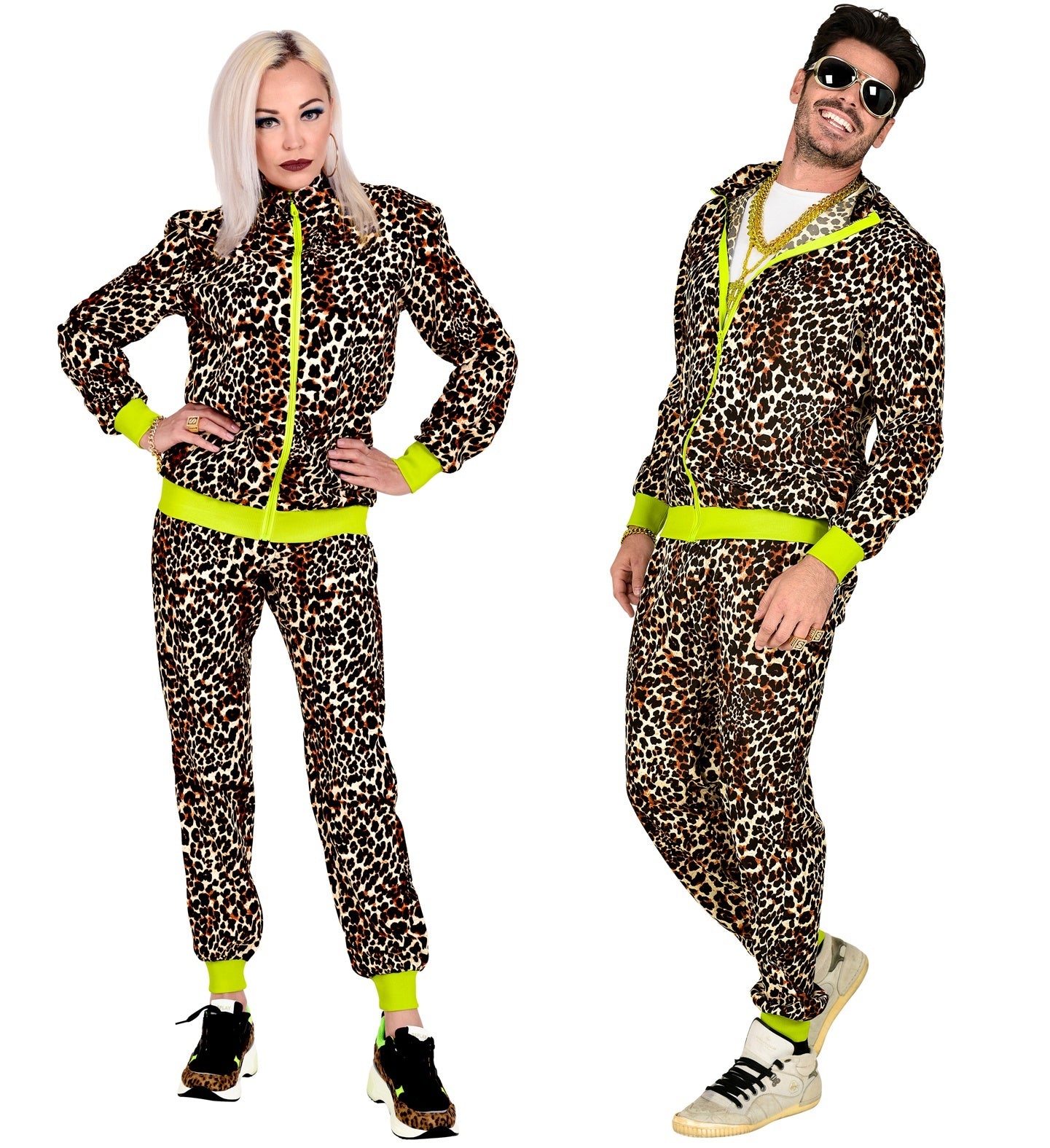 WIDMANN - Jaren '80 luipaard trainingspak kostuum voor volwassenen - M