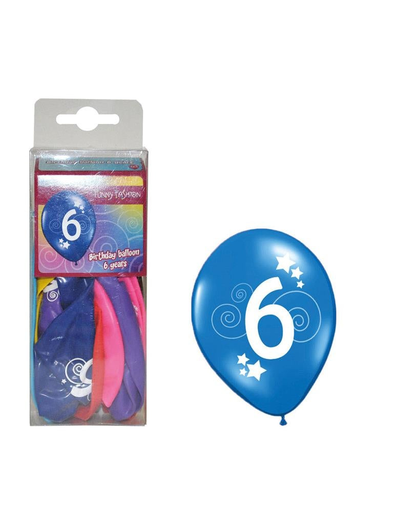 Mooie cijfer 6 ballonnen in gemixte kleuren