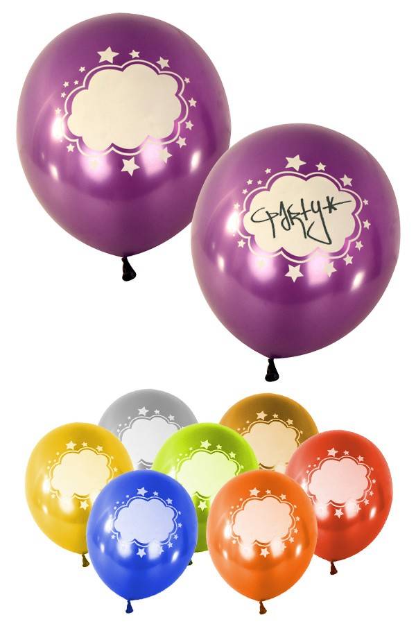 Mooie metallic ballonnen met tekstwolk 30cm mix kleuren