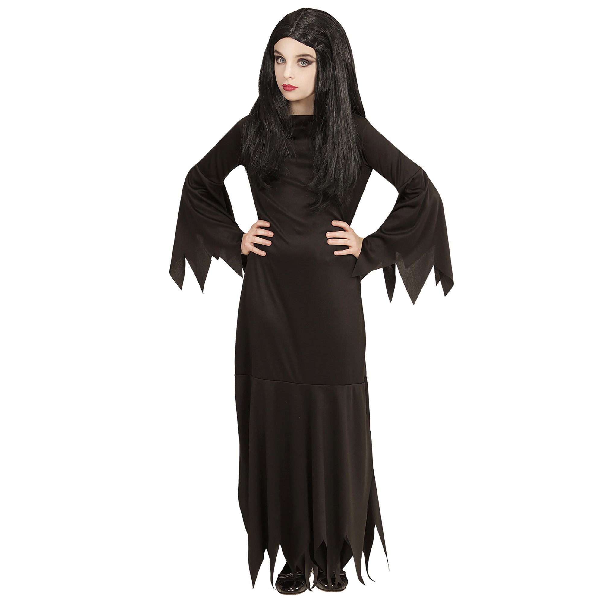 WIDMANN - Zwarte gothic dame outfit voor kinderen - 128 (5-7 jaar)