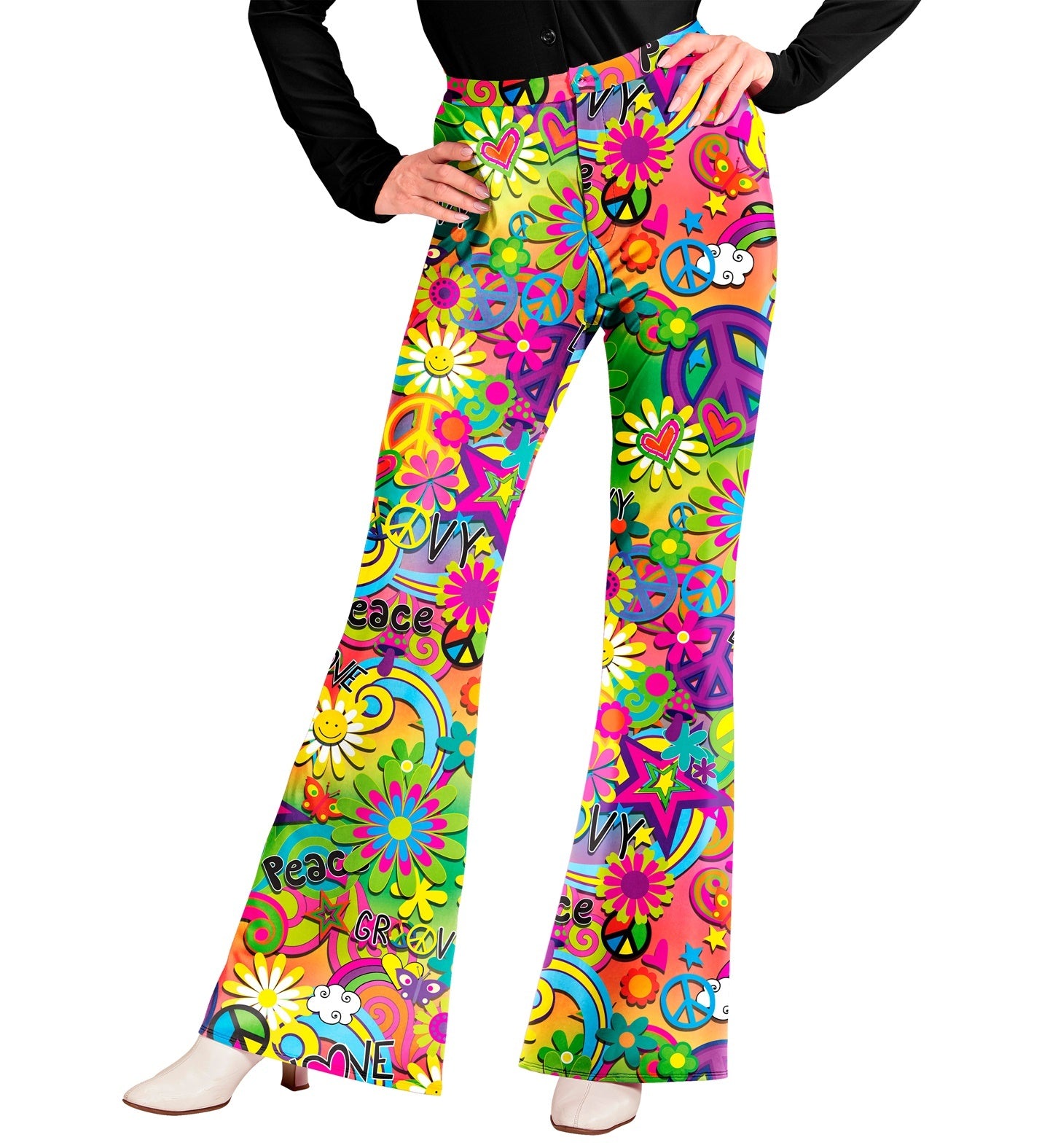 Mooie jaren 70 broek love&peace dames