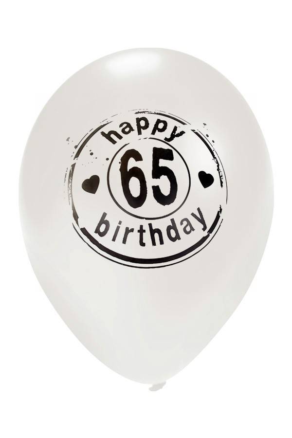 Mooie witte ballon Happy Birtday 65 jaarØ50 cm