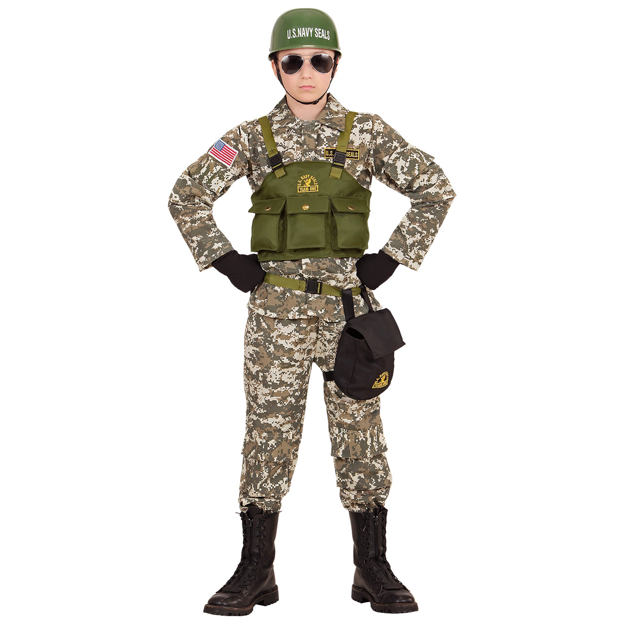 Widmann - Leger & Oorlog Kostuum - Dessert Navy Seals - Jongen - Bruin - Maat 128 - Carnavalskleding - Verkleedkleding