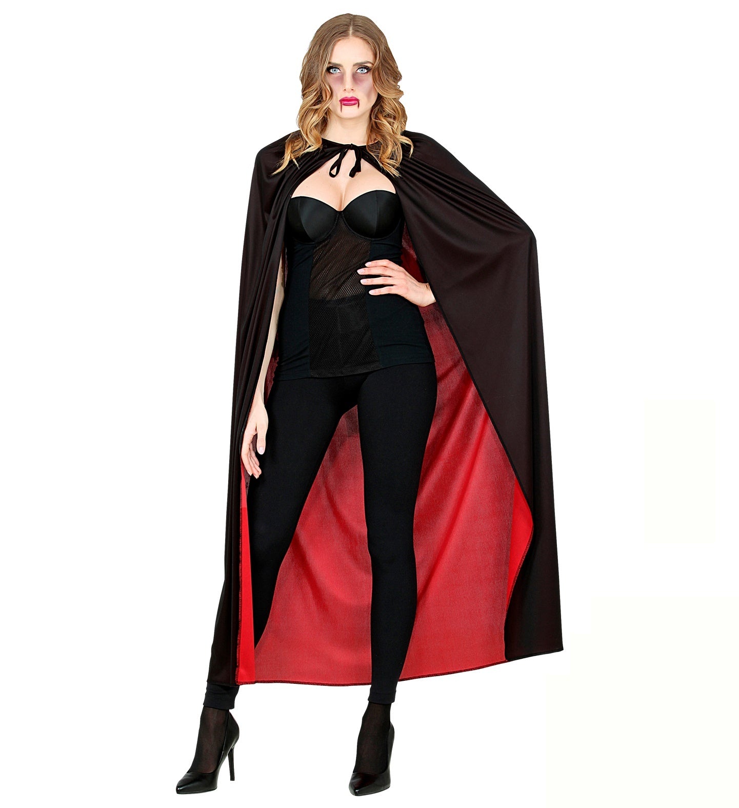 Widmann - Vampier & Dracula Kostuum - Omkeerbare Vampier Goochelaar Cape 130cm, Zwart / Rood - rood,zwart - One Size - Halloween - Verkleedkleding