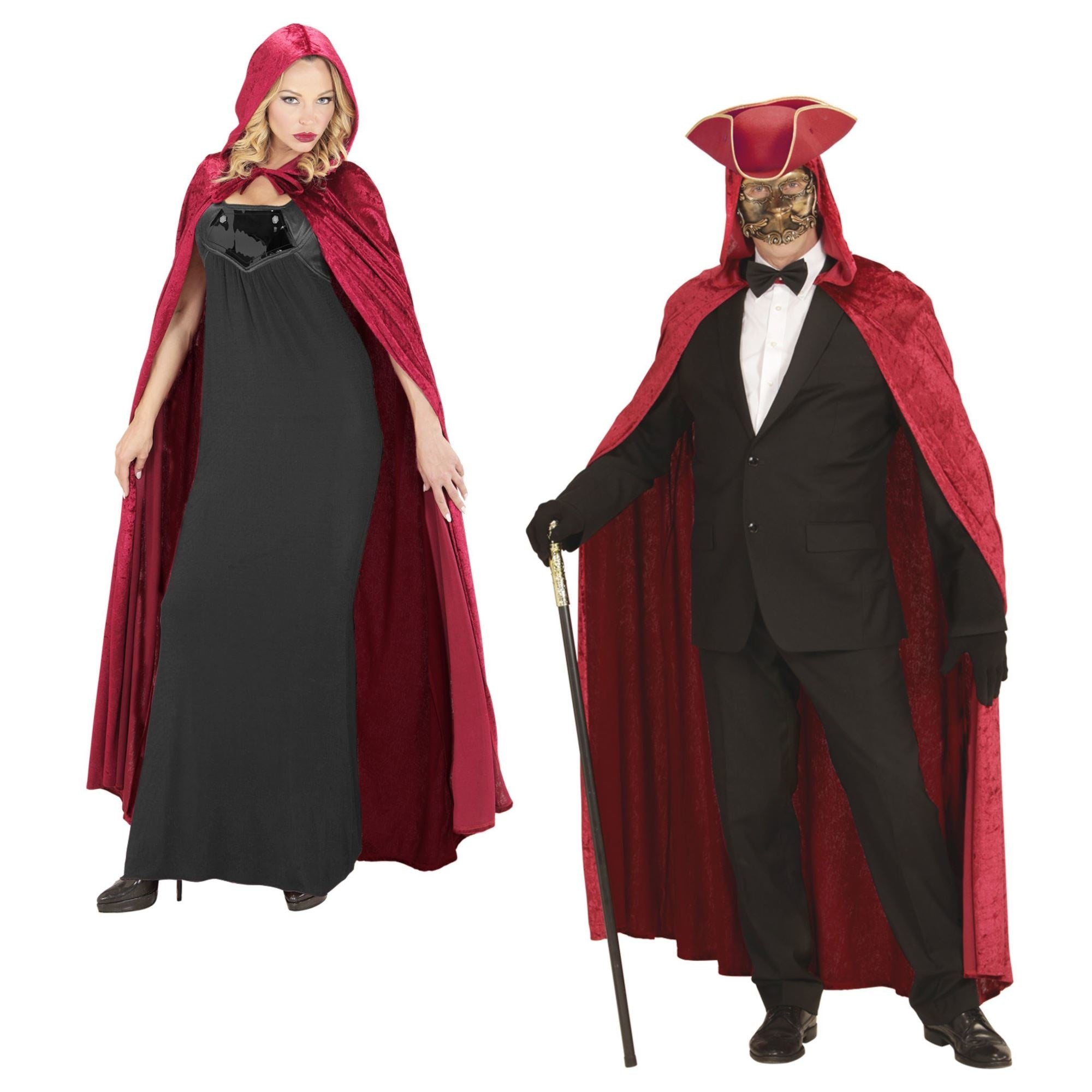 Widmann -Fluwelen Cape Met Kap, Burgundy 150 Centimeter - rood - One Size - Halloween - Verkleedkleding