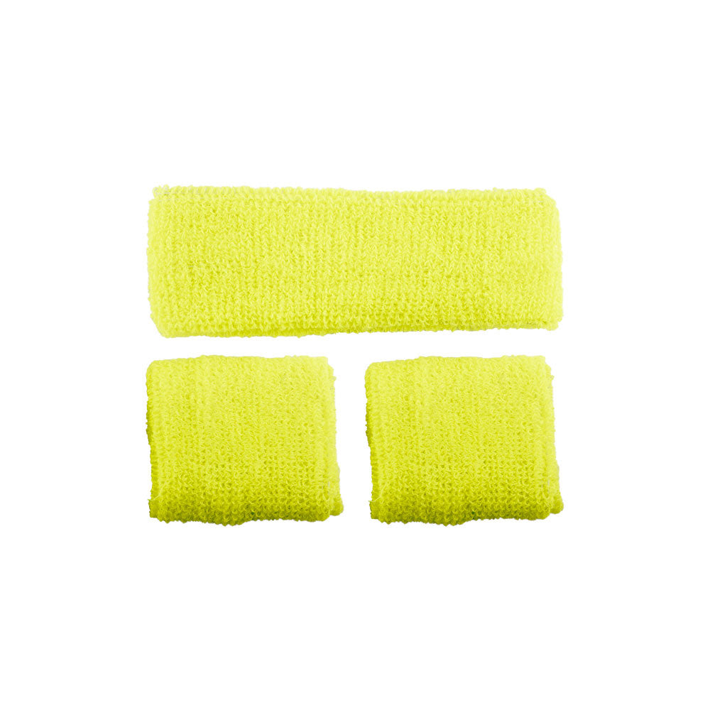 Neon gele zweetbanden set
