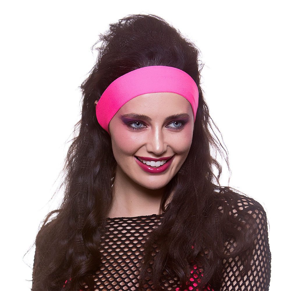 Mooie neon roze haarband uit de 80-jaren