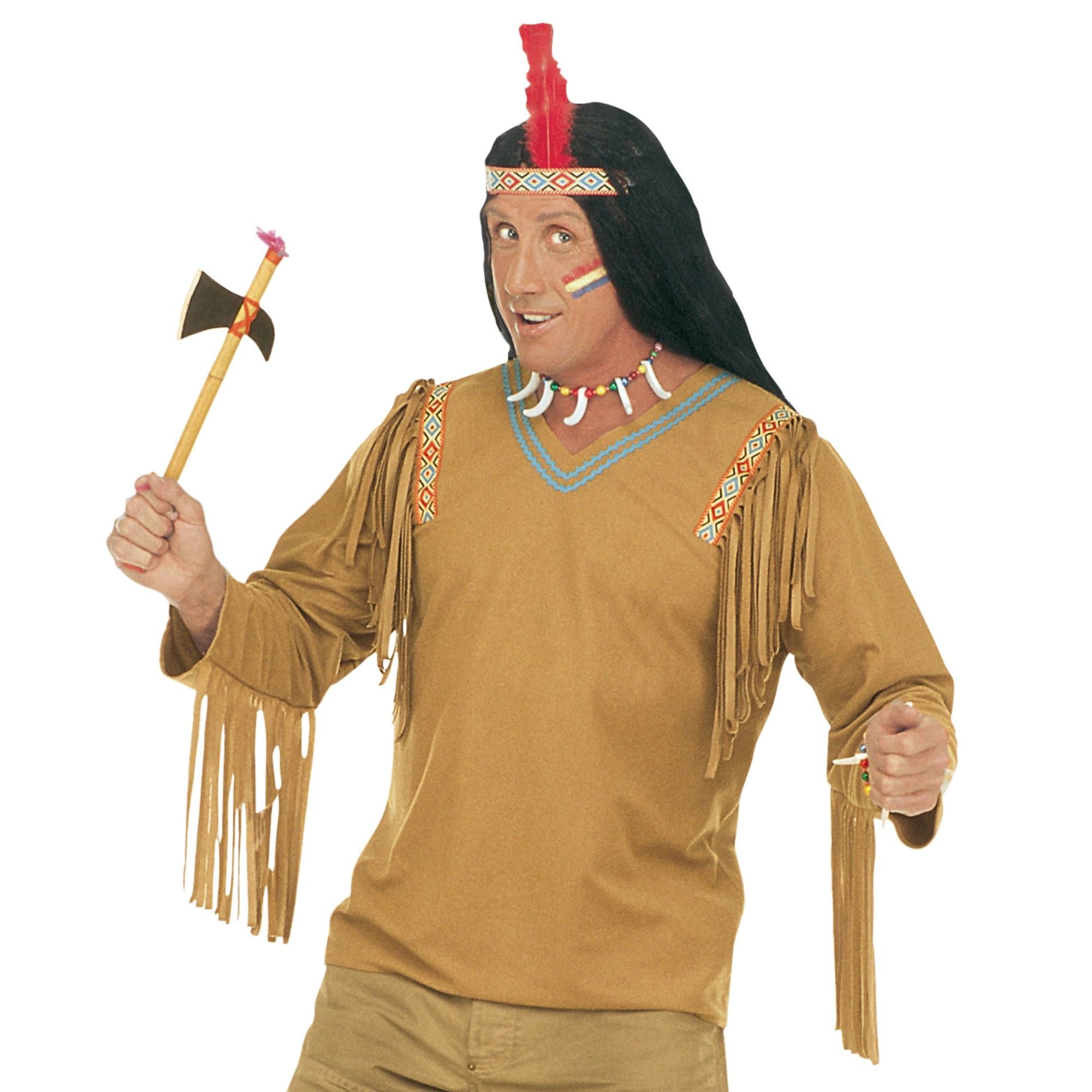 Widmann - Indiaan Kostuum - Verkleedset Indiaan Chief XL Kostuum Man - bruin - Small - Carnavalskleding - Verkleedkleding
