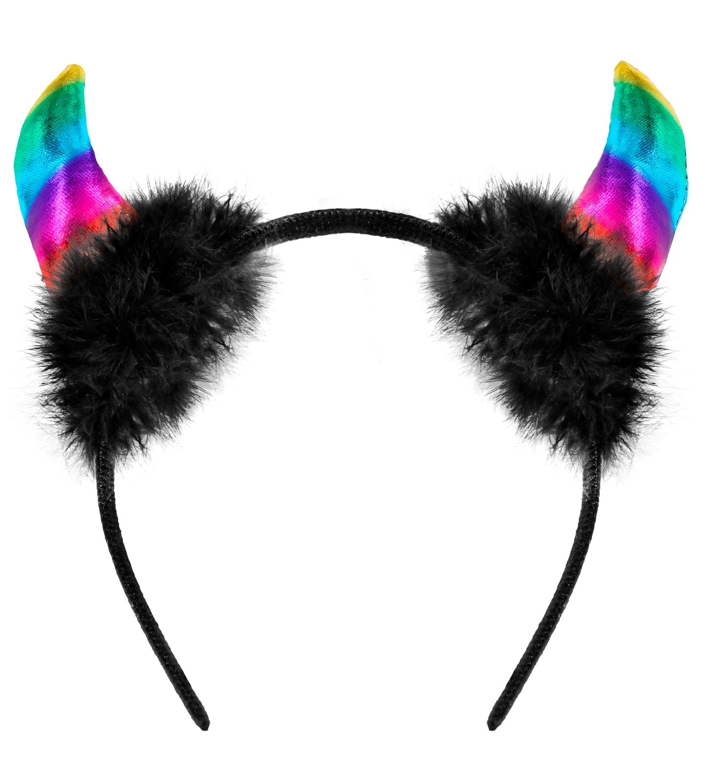 Widmann - Duivel Kostuum - Duivelshoorns Rainbow Haarband - Multicolor - Halloween - Verkleedkleding
