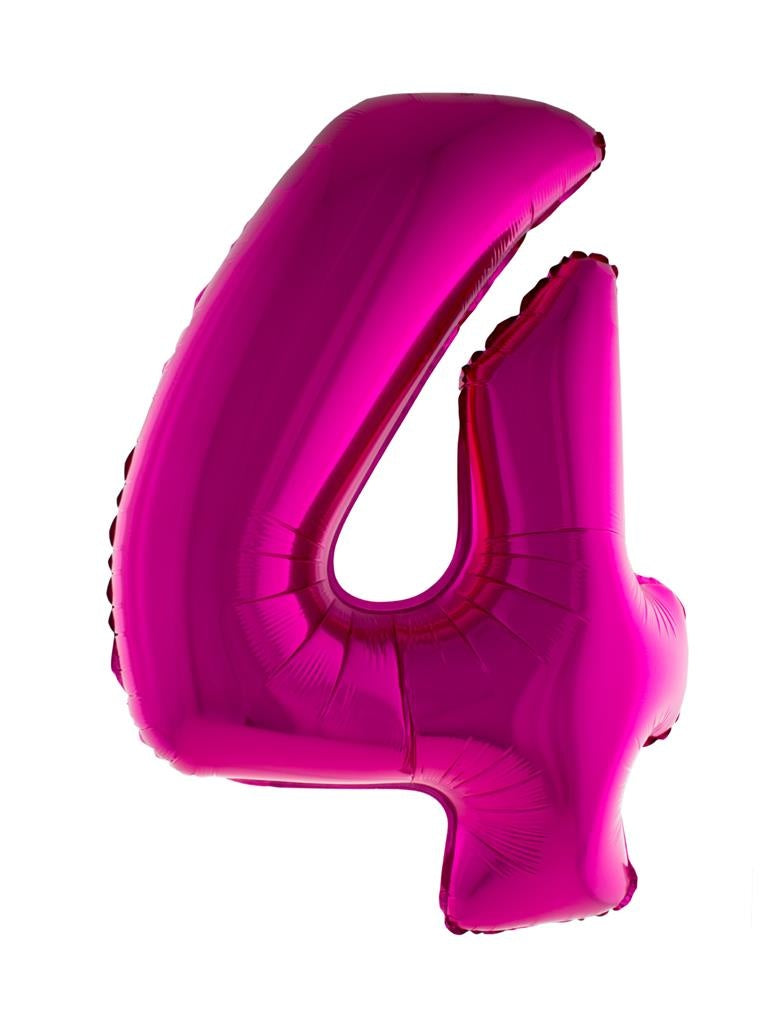 Cijferballon folie nummer 4 | Opblaascijfer 4 roze 102cm