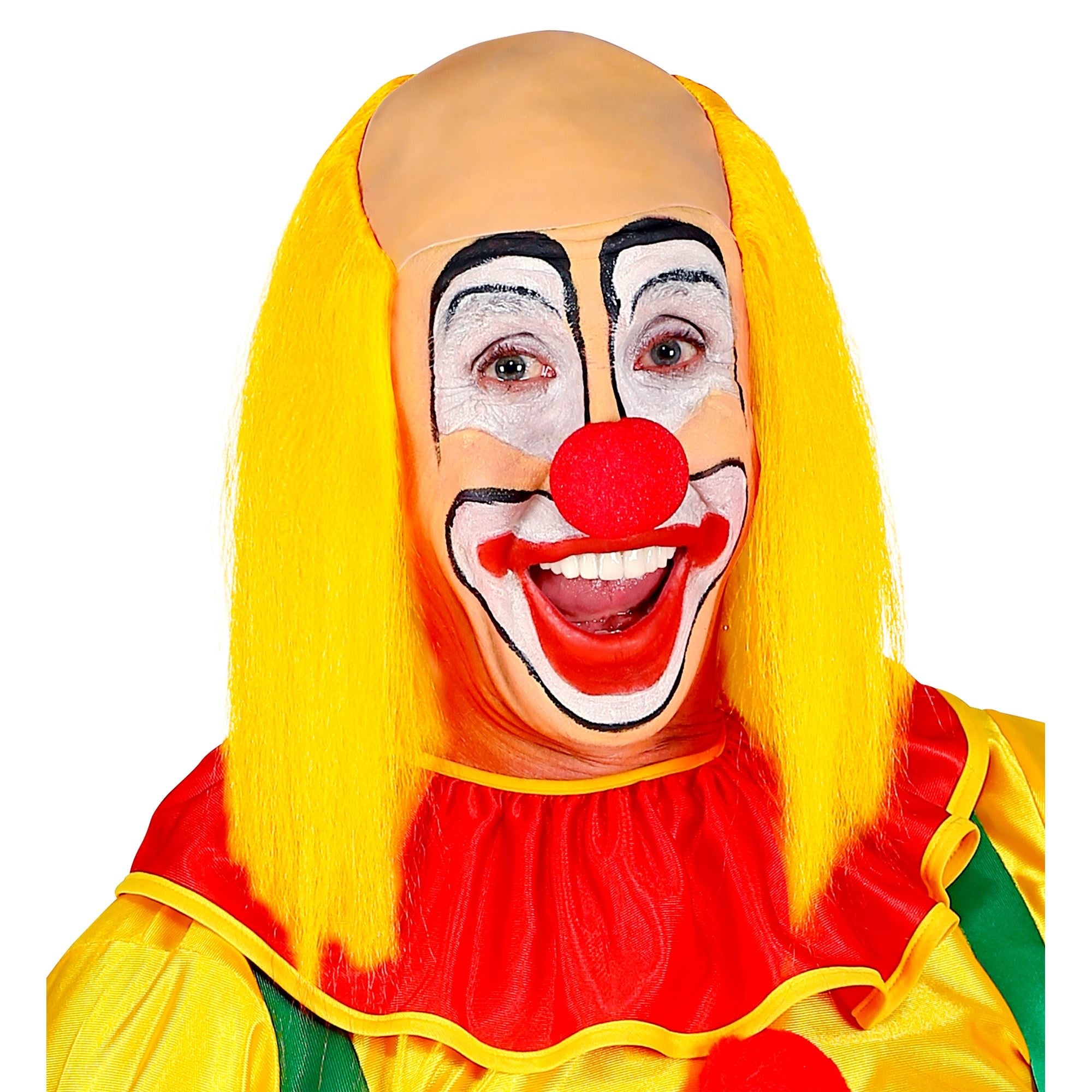 Leuke kale kop pruik clown met geel haar