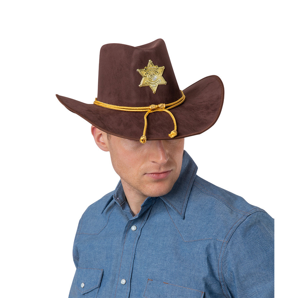 Mooie bruine sheriff hoed in nep suede