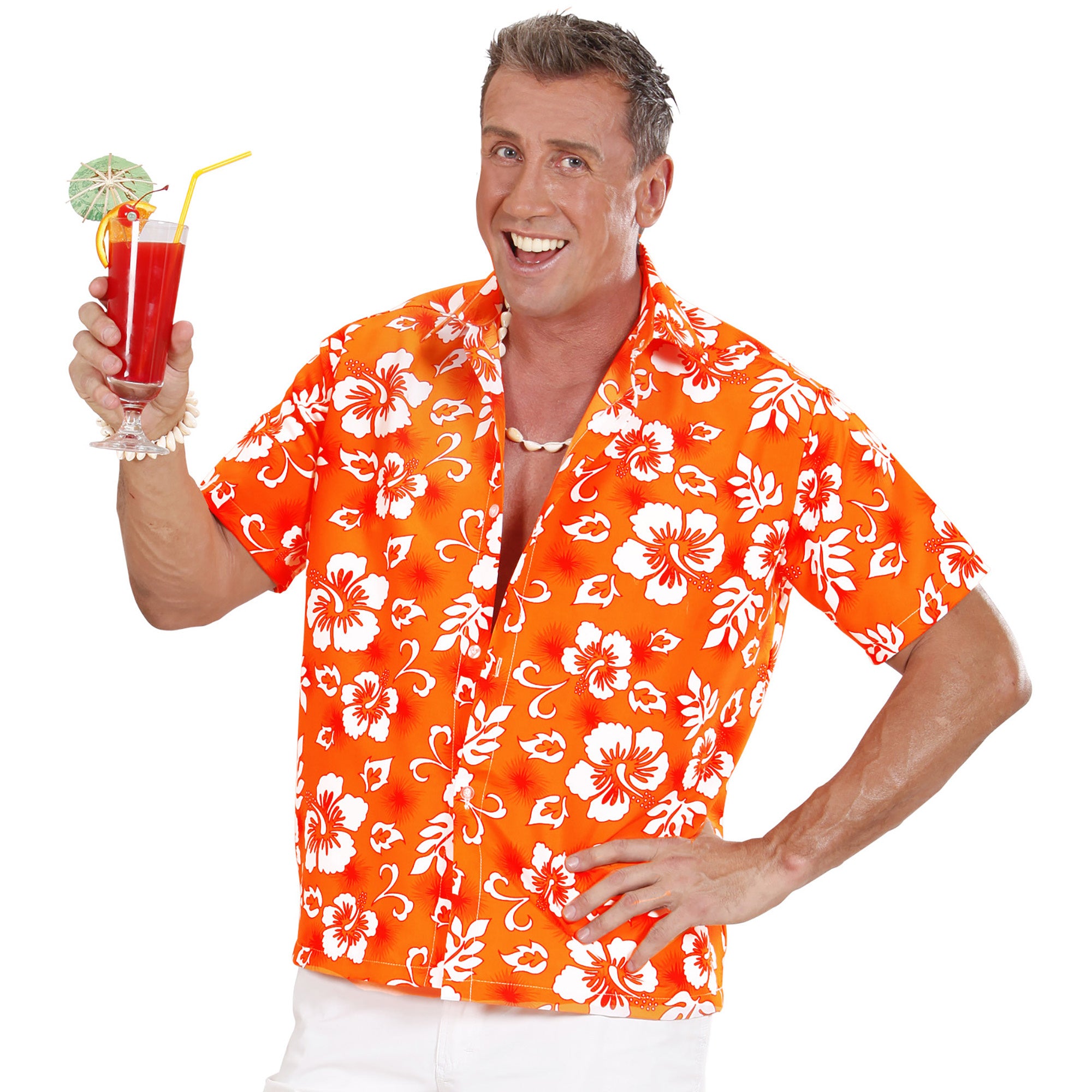 "Hawaïaanse oranje blouse voor mannen - Verkleedkleding - XL"