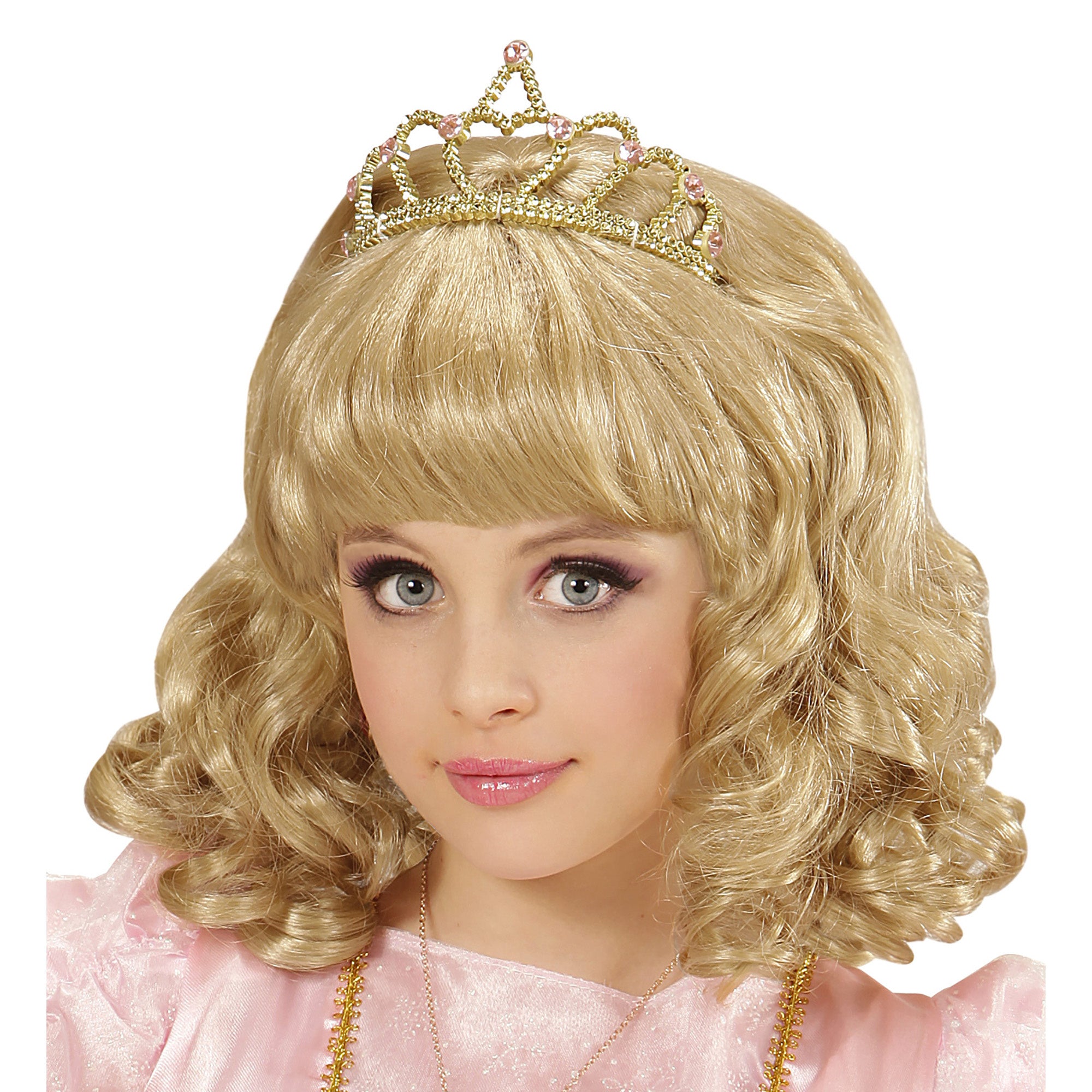 Pruik Prinses Blond Met Kroon Kind | One Size