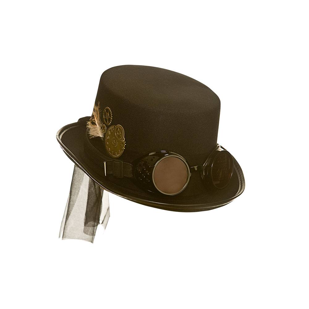 Stoere steampunk hoed met bril