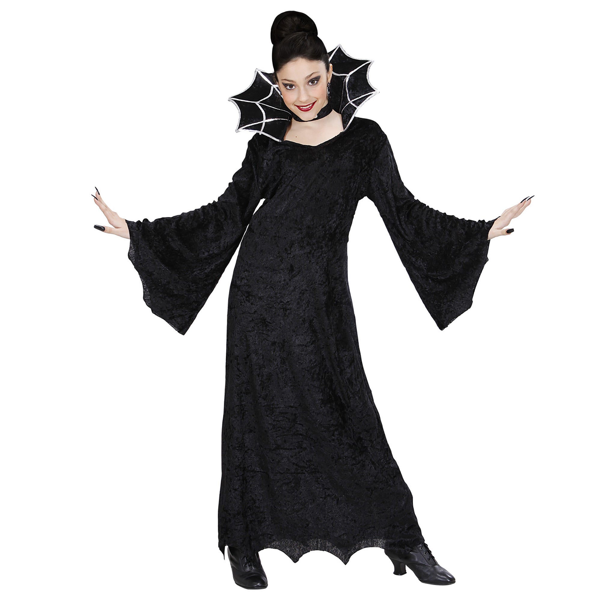 Widmann - Heks & Spider Lady & Voodoo & Duistere Religie Kostuum - Spiderella Kind - Meisje - zwart - Maat 140 - Halloween - Verkleedkleding