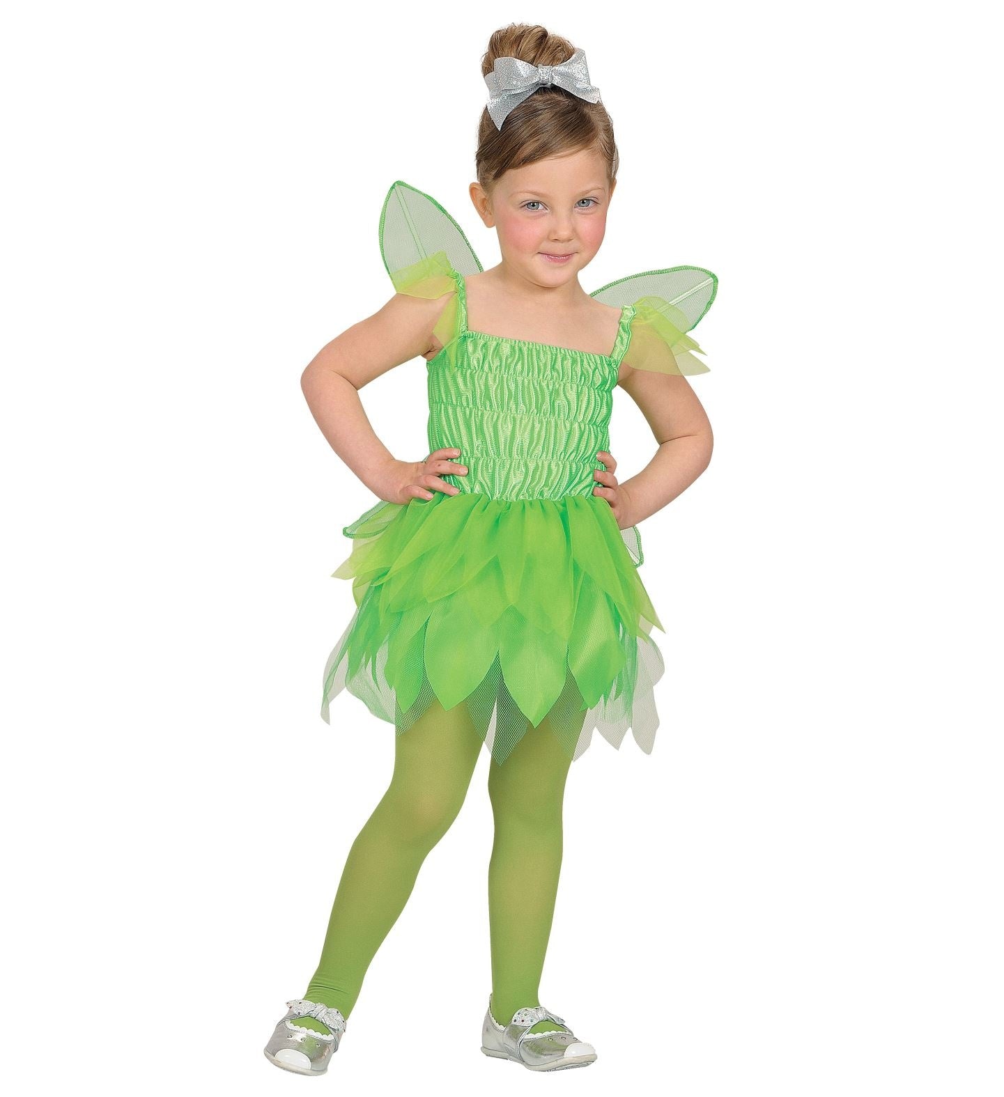Widmann - Elfen Feeen & Fantasy Kostuum - Groene Pixie Huiself Sanne - Meisje - groen - Maat 104 - Carnavalskleding - Verkleedkleding