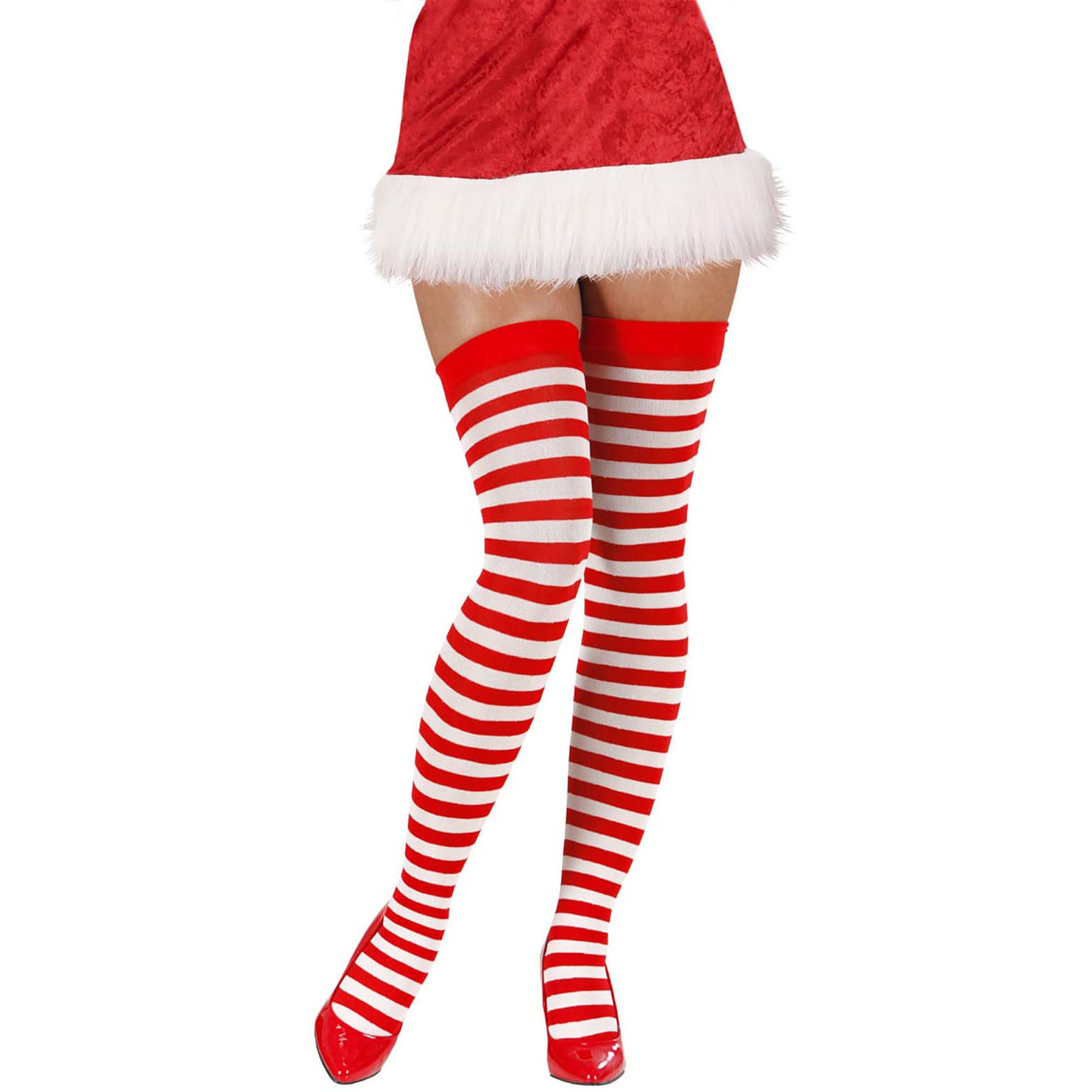 Widmann -Kniekousen Rood / Wit 70den - rood - One Size - Kerst - Verkleedkleding