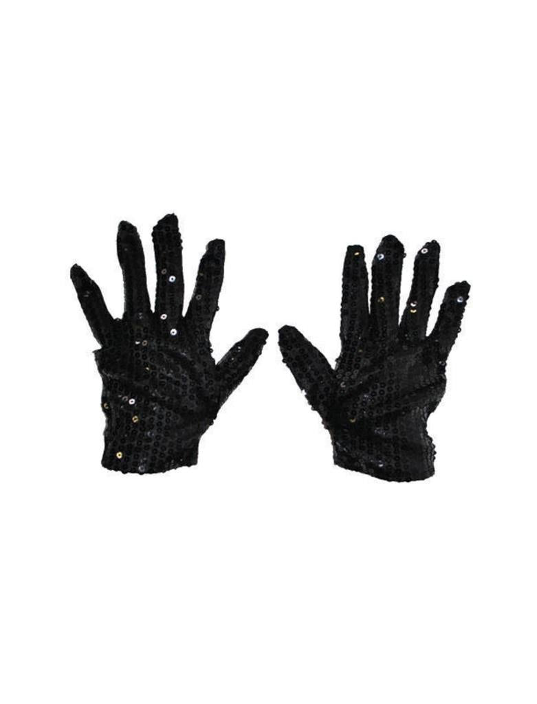 Mooie zwarte glitter handschoenen met pailletten