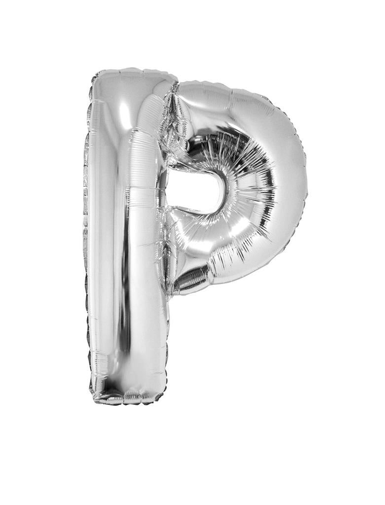 Folieballon Zilver Letter &apos;P&apos; Groot