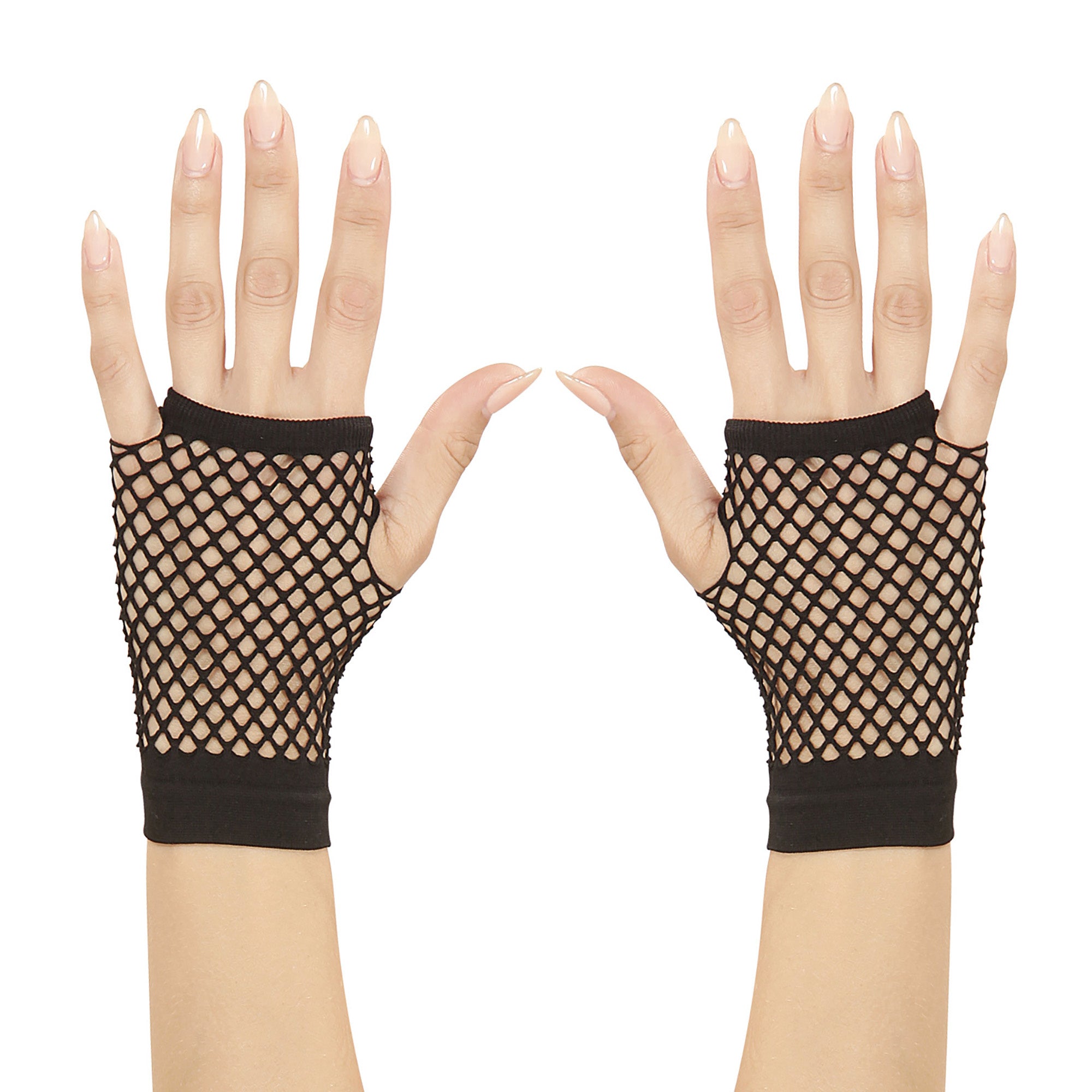 WIDMANN - Korte zwarte netstof handschoenen voor volwassenen - Accessoires > Handschoenen