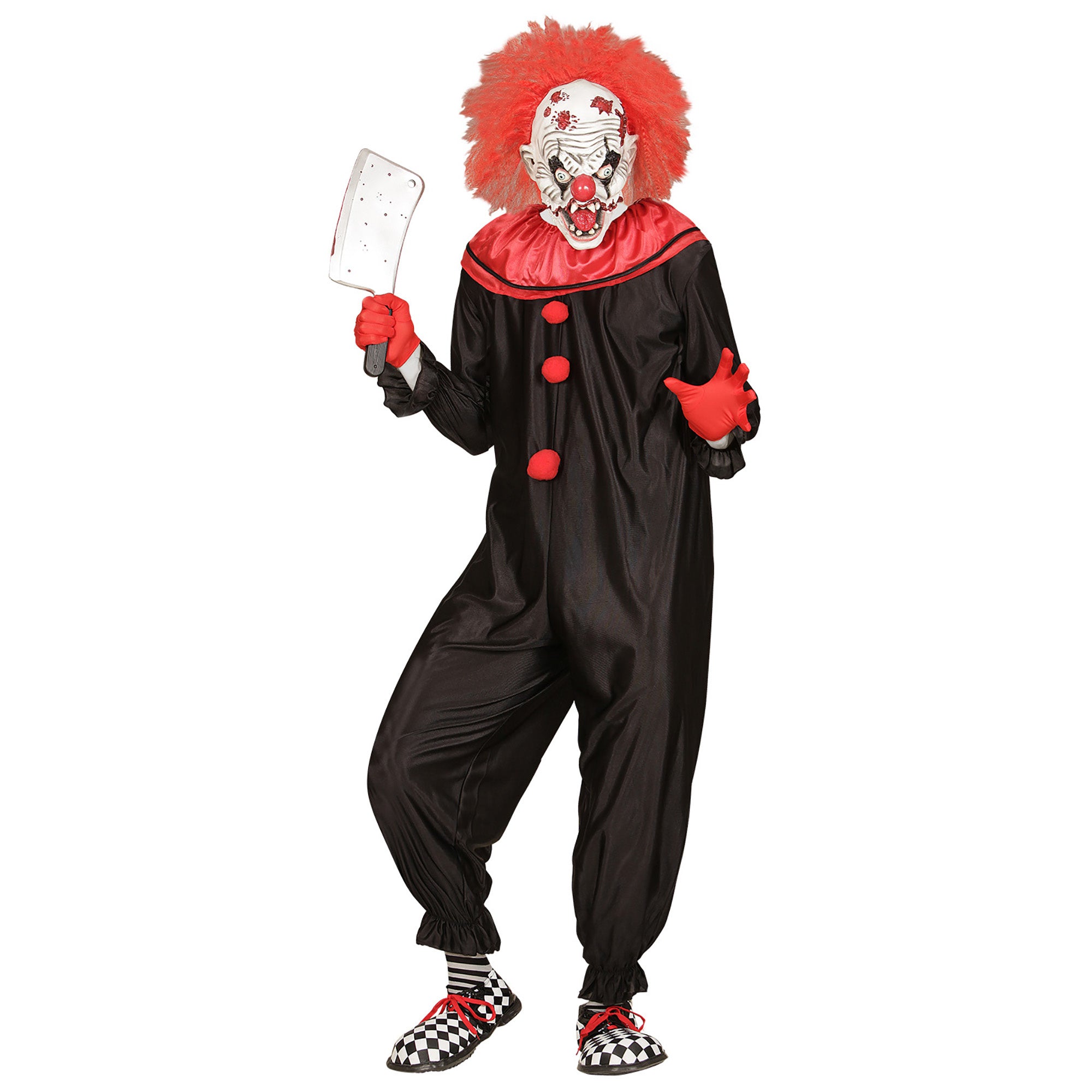 Widmann - Monster & Griezel Kostuum - Zwart Rood Horror Killer Clown - Man - rood,zwart - XL - Halloween - Verkleedkleding