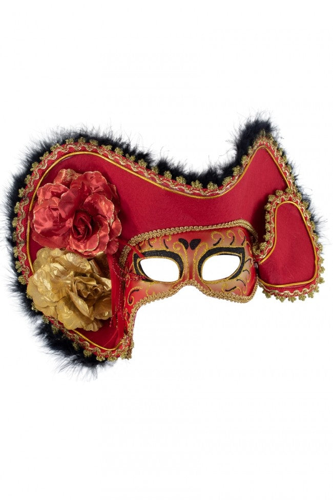 Venetiaanse hoed met oogmasker dame rood