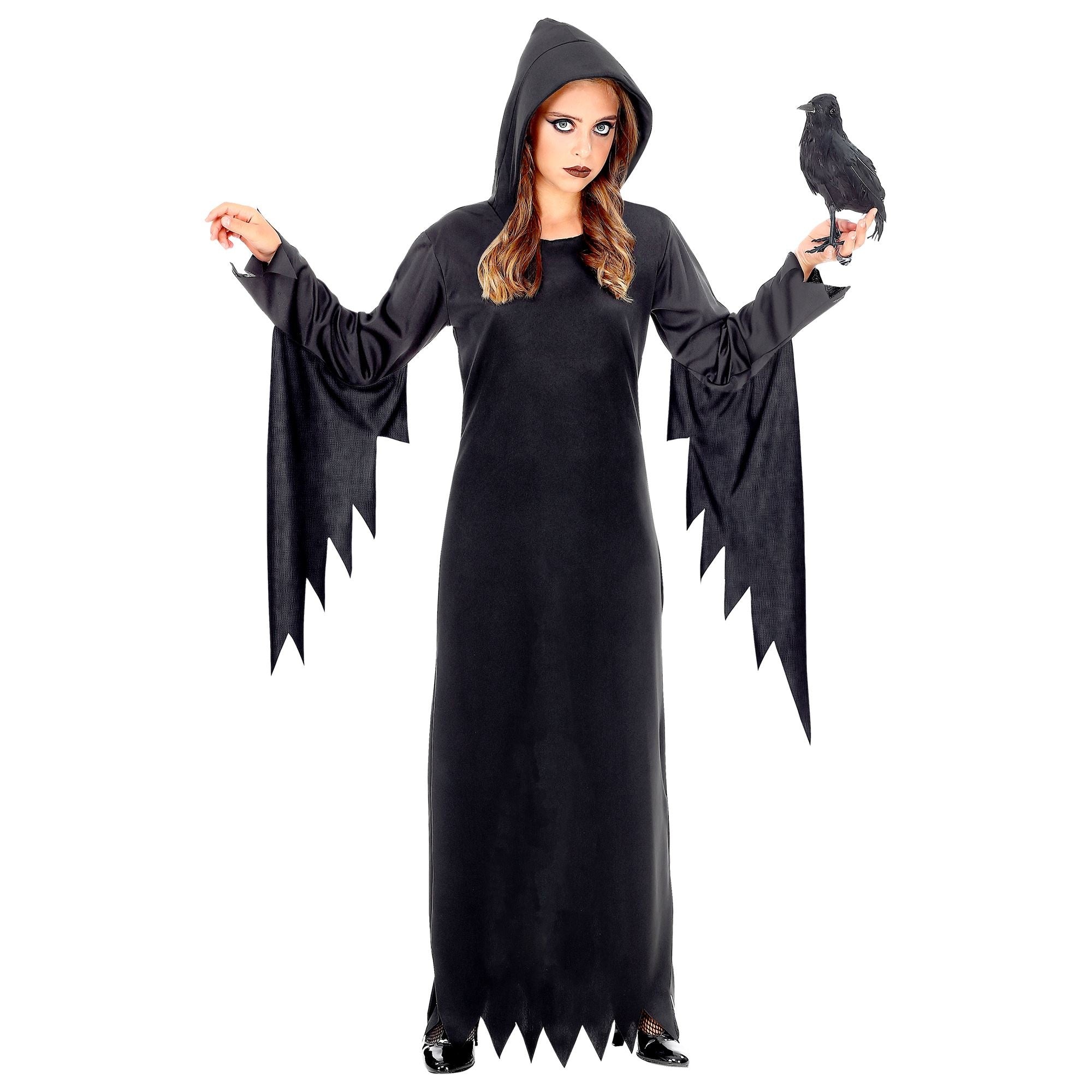 Widmann - Heks & Spider Lady & Voodoo & Duistere Religie Kostuum - Gotische Voodoo Koningin Duistere Zaken - Meisje - zwart - Maat 128 - Halloween - Verkleedkleding