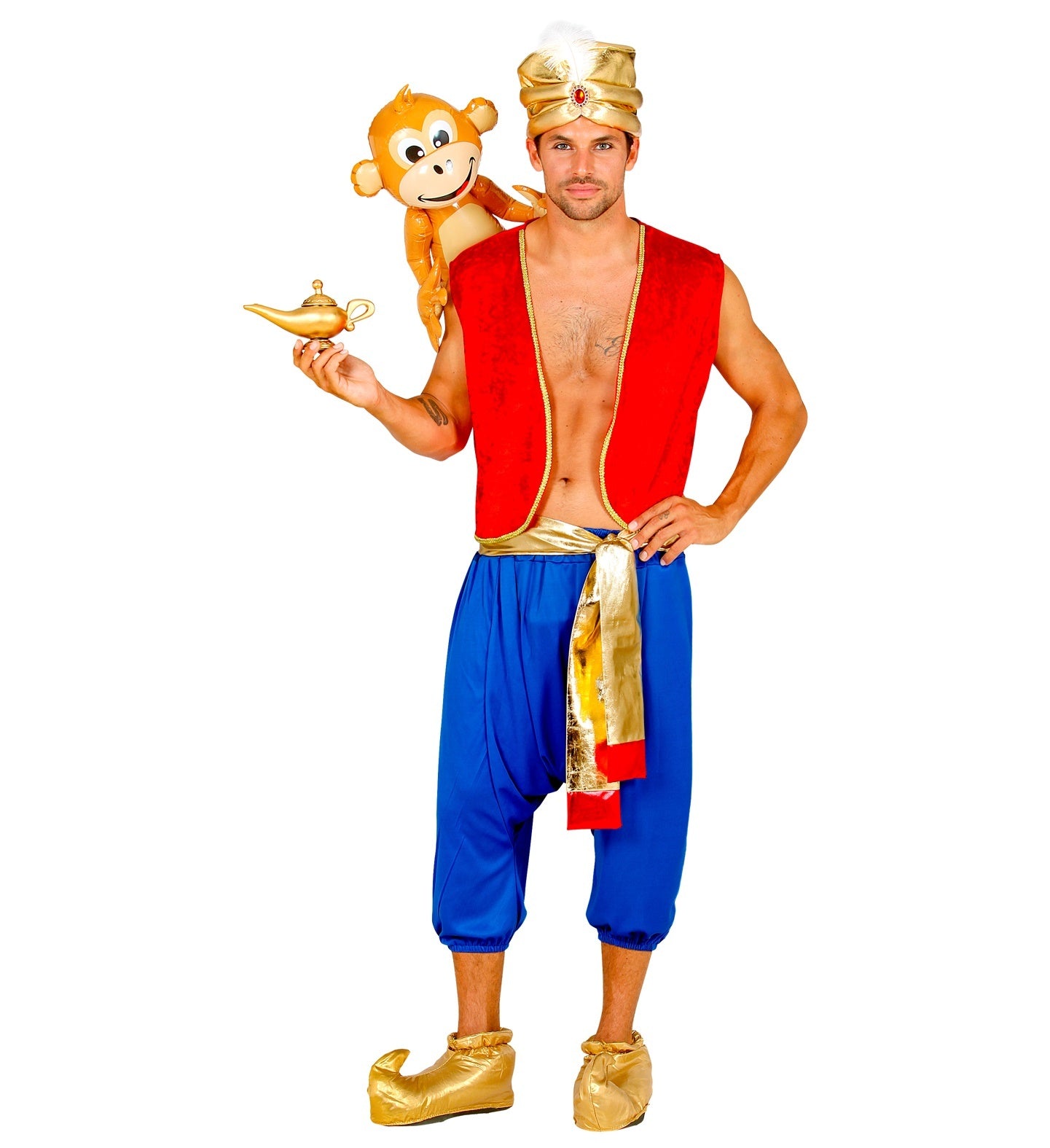Widmann - Aladdin Kostuum - Aladdin Prins Van Agrabah - Man - blauw,rood,goud - Small - Carnavalskleding - Verkleedkleding