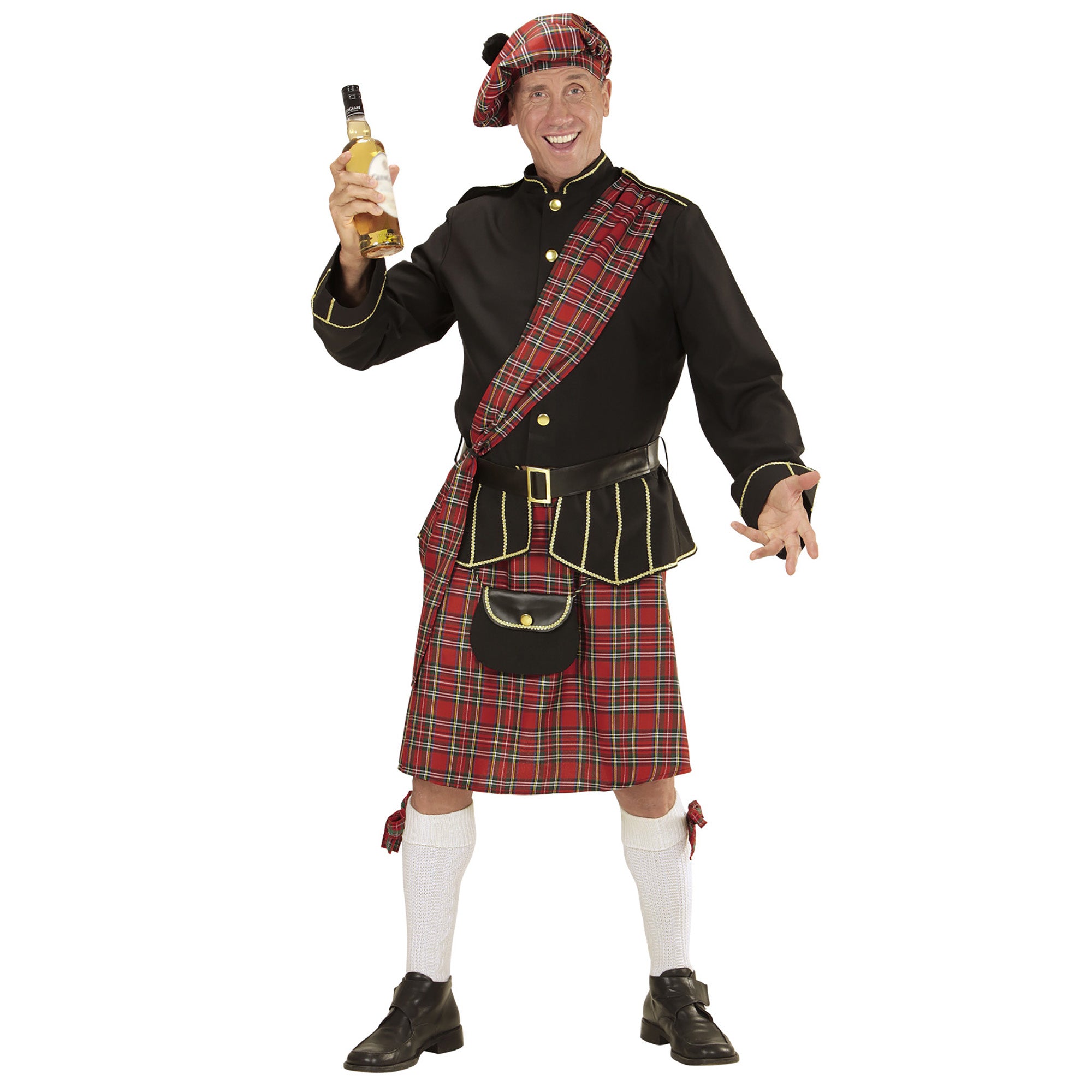 Widmann - Landen Thema Kostuum - Tartan Fella Schotse - Man - rood,zwart - Large - Carnavalskleding - Verkleedkleding
