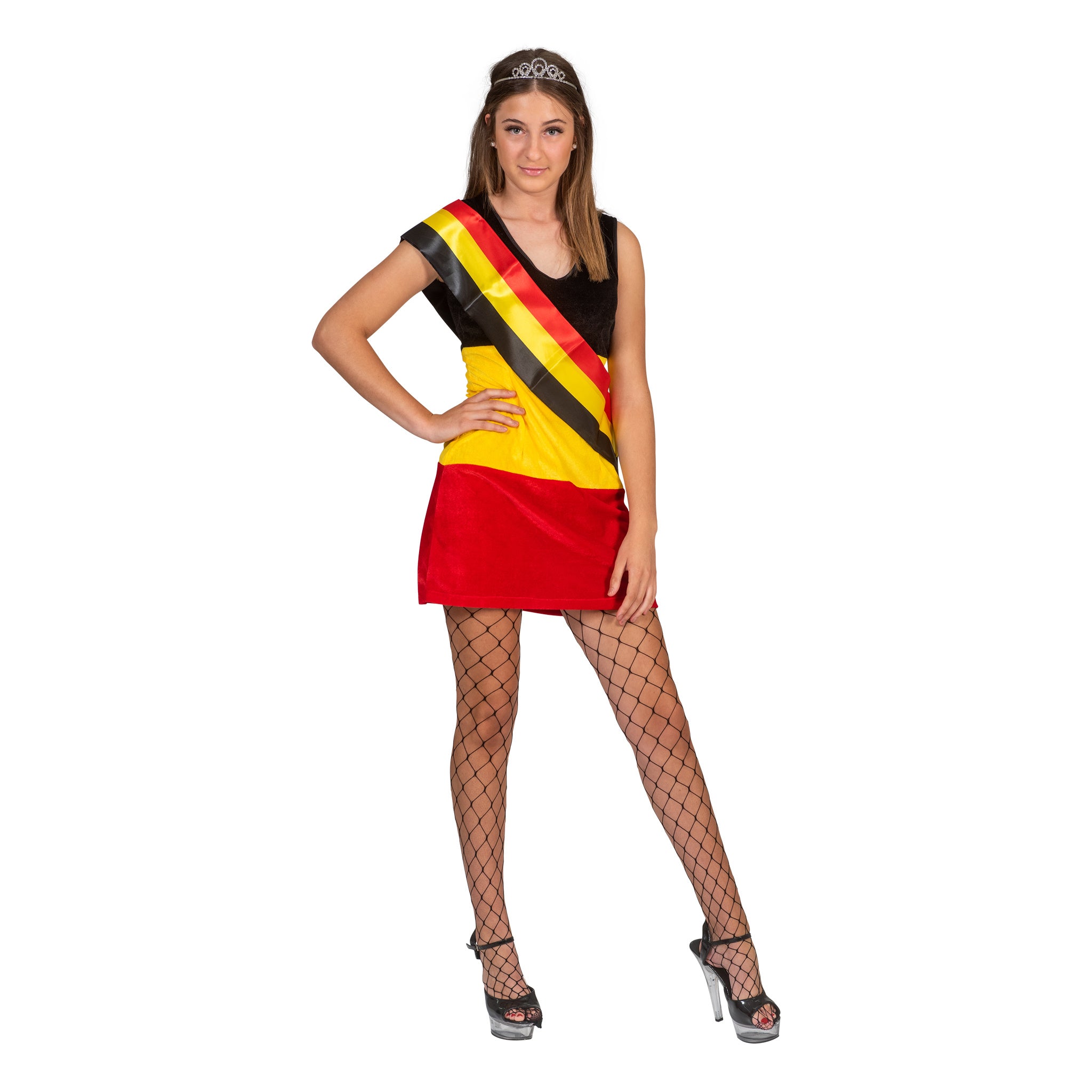 Hippe jurk in de Belgischee vlag kleuren