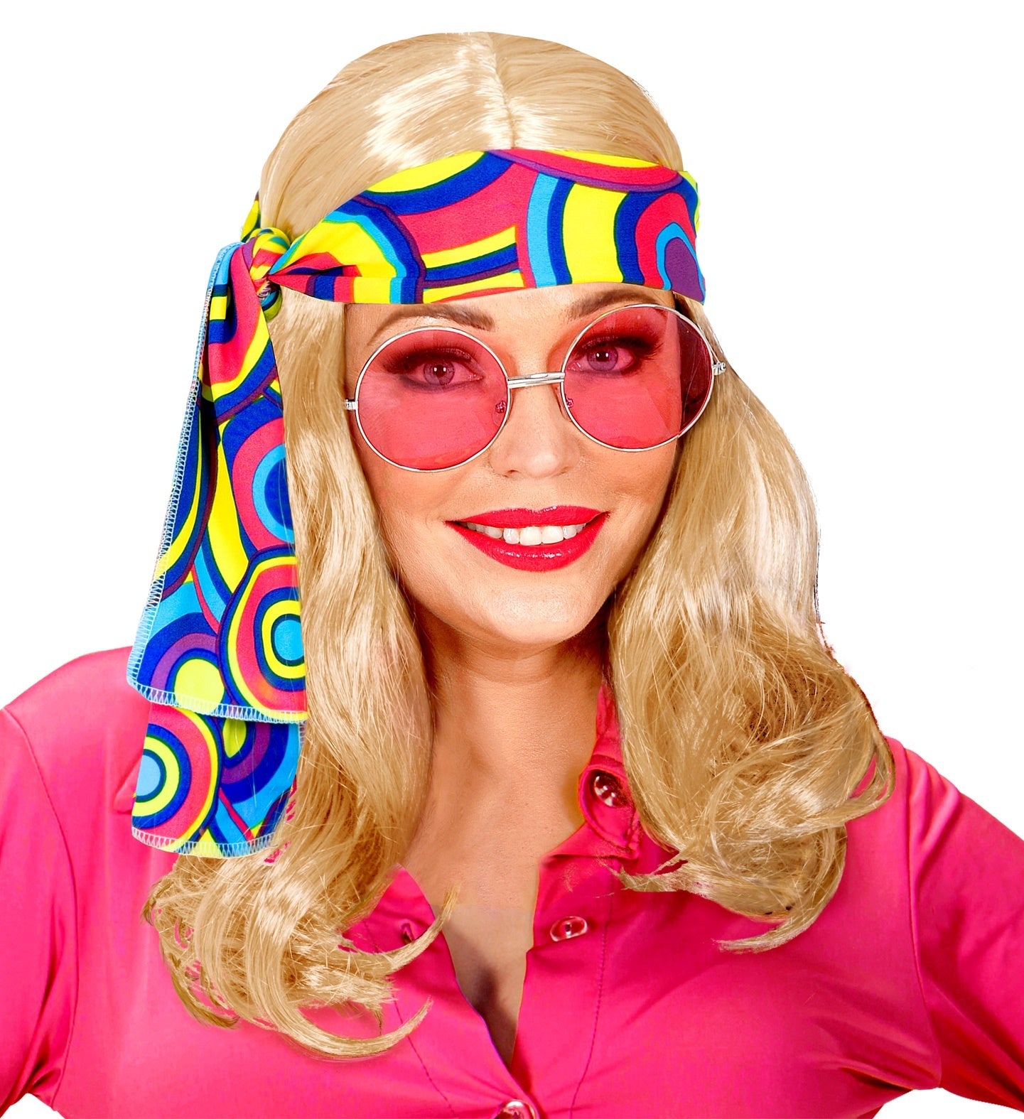 Pruik, 70's Disco met hoofdband - blond | One Size