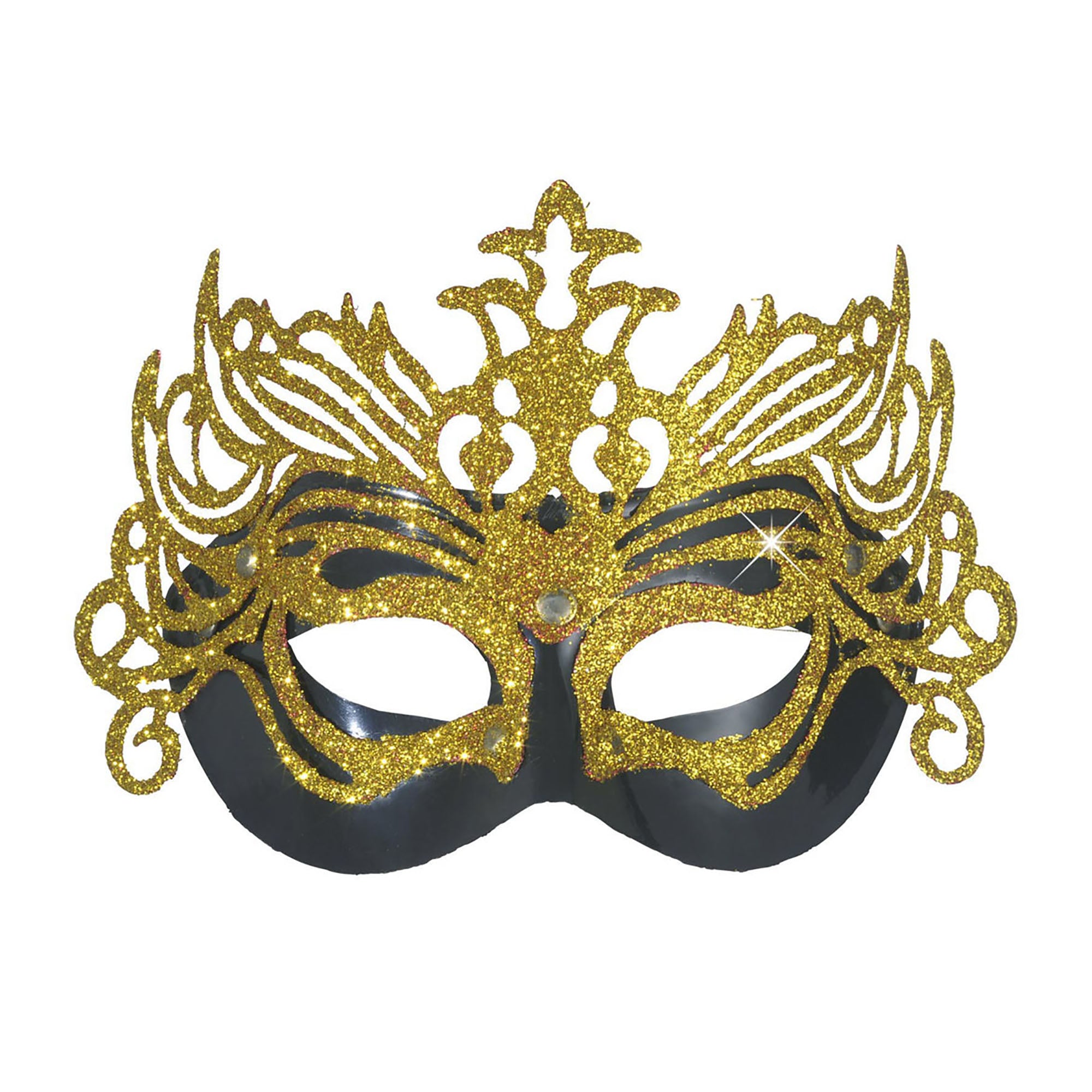 Oogmasker in zwart met gouden versierselen