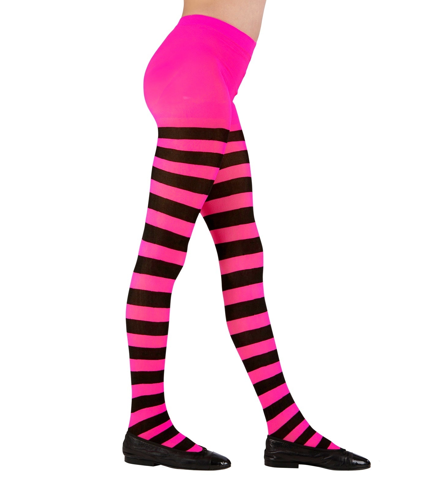 WIDMANN - Roze en zwart gestreepte panty voor kinderen - Zwart - 116 (4-5 jaar)