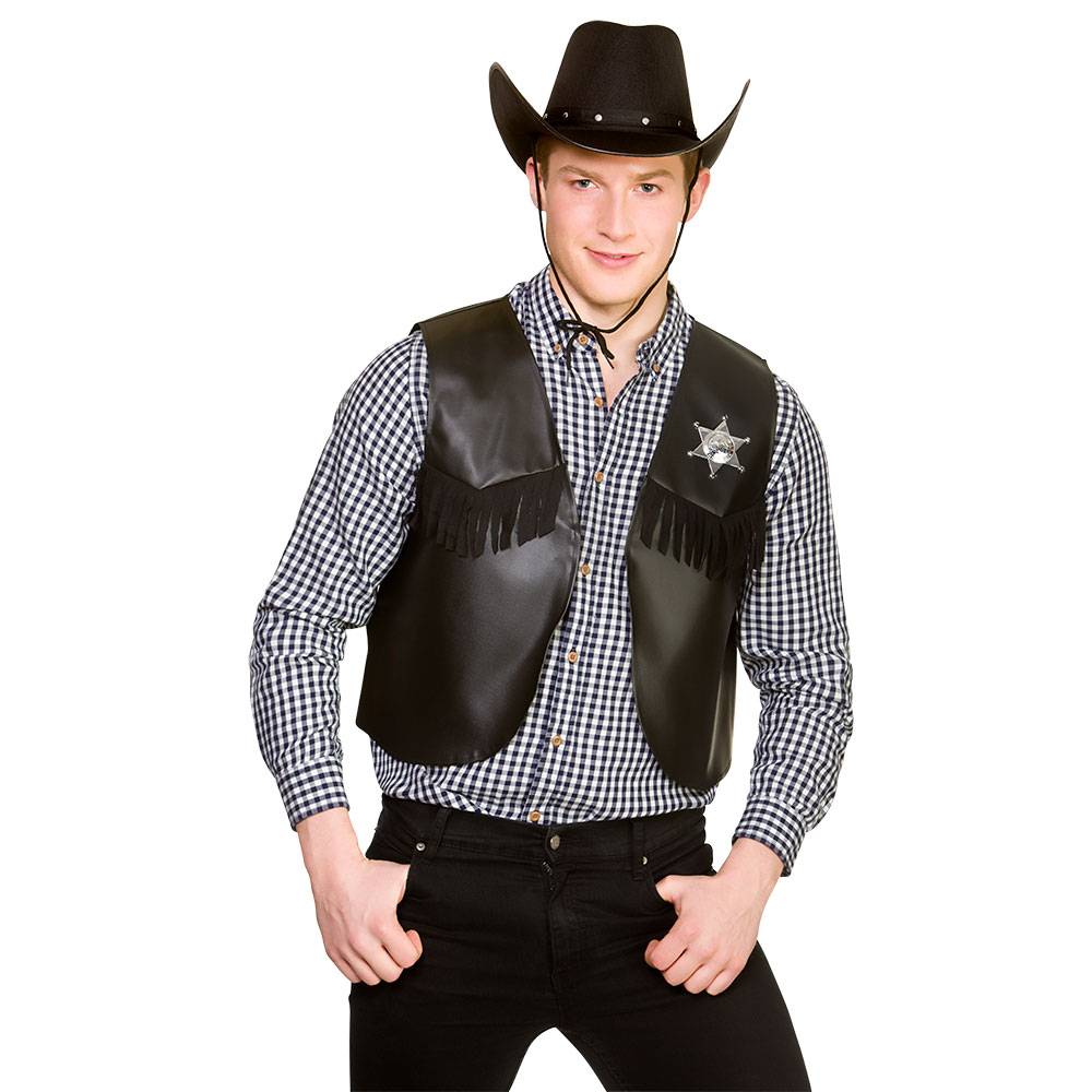 Zwart nep leren cowboy vest