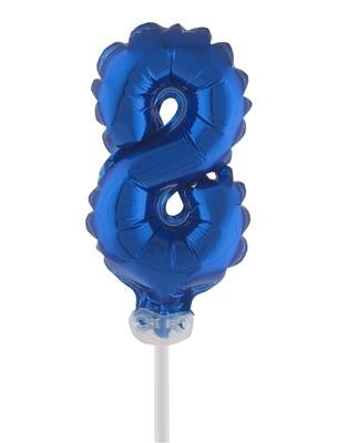 Folie ballon 13 cm op stokje blauw