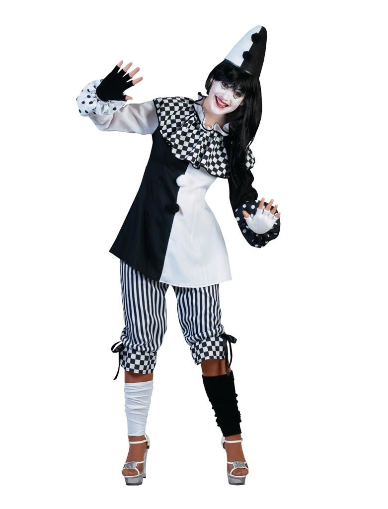 Funny Fashion - Pierrot Kostuum - Clown Classico - Vrouw - - Maat 36-38 - Carnavalskleding - Verkleedkleding