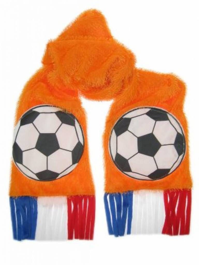 Oranje gras sjaal met voetbalzakken
