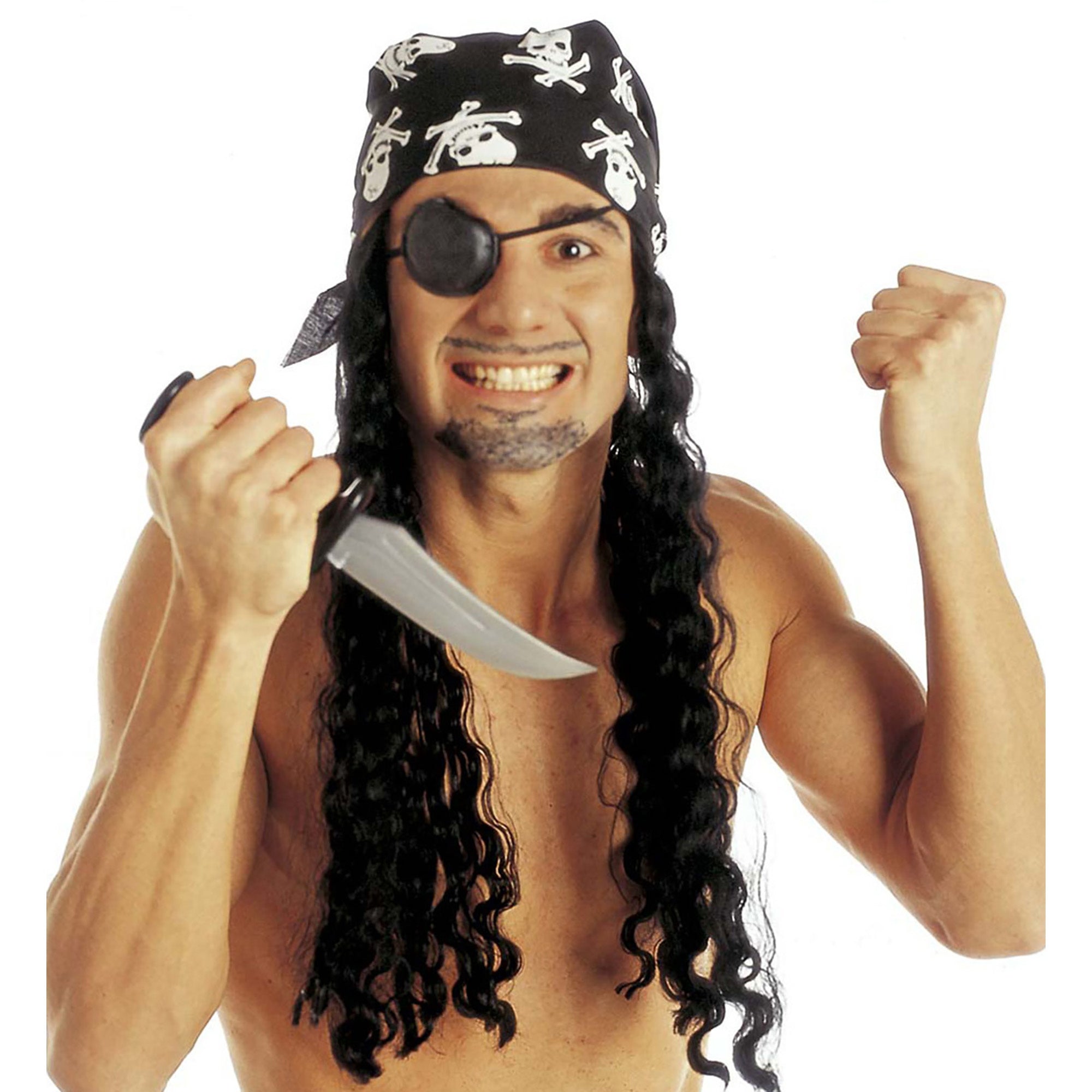 Carnavalsartikelen Piratenpruik met hoofddoek en ooglap