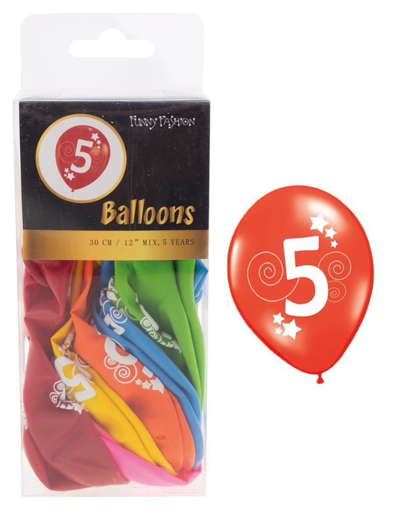 Mooie cijfer 5 ballonnen in verschillende kleuren