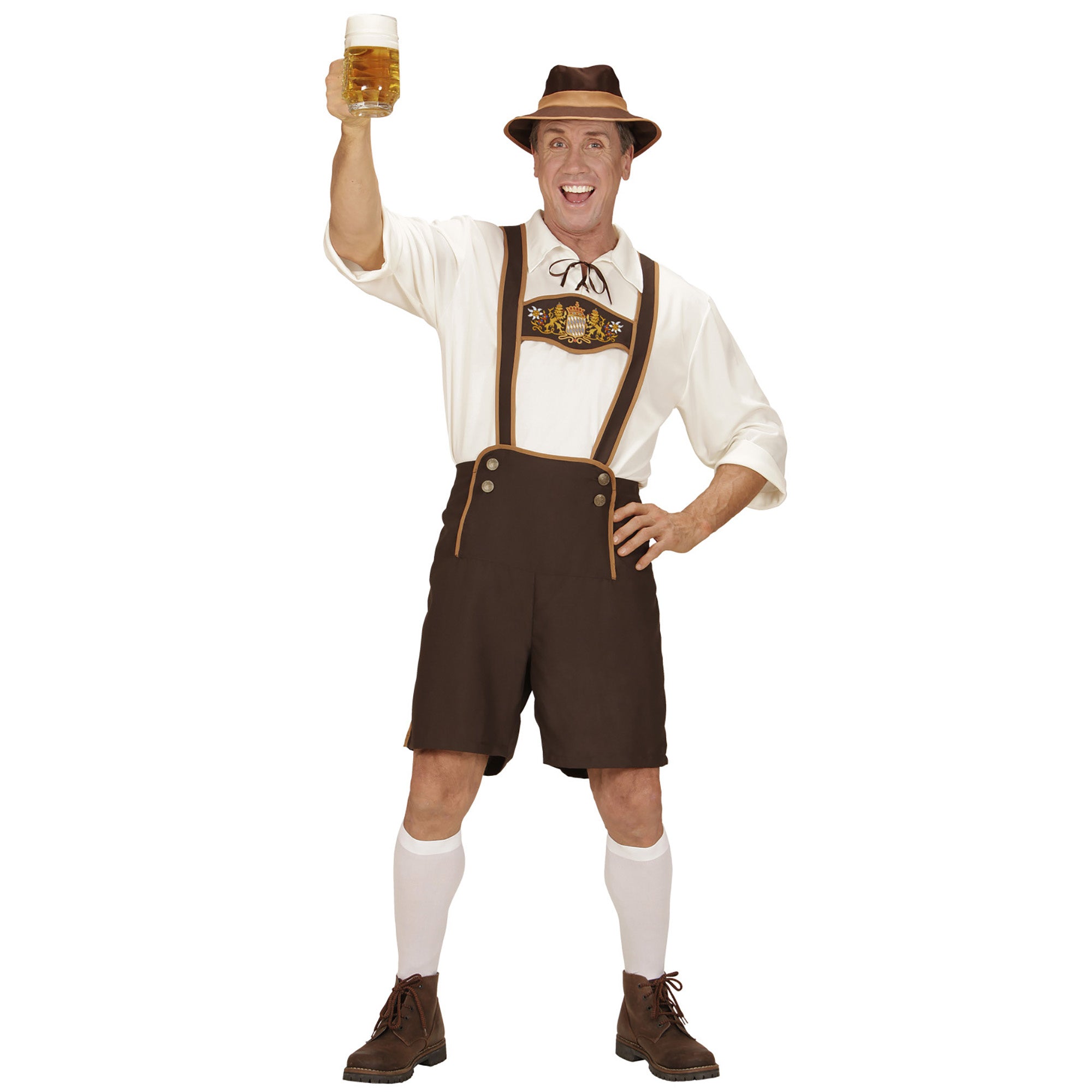 Widmann - Boeren Tirol & Oktoberfest Kostuum - Mr Skoll Beierse - Man - bruin - Medium - Bierfeest - Verkleedkleding