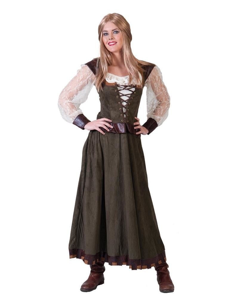 Funny Fashion - Robin Hood Kostuum - Robin Hood De Armenhelper Jurk Vrouw - groen - Maat 44-46 - Carnavalskleding - Verkleedkleding