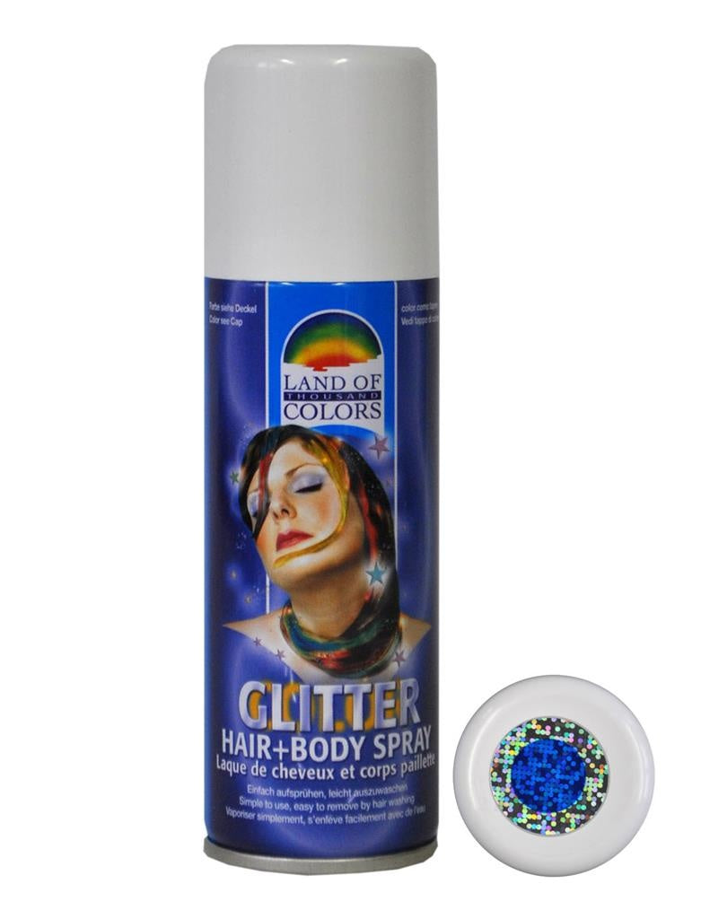 Glitterspray Blauw voor lichaam & haar (125ml)