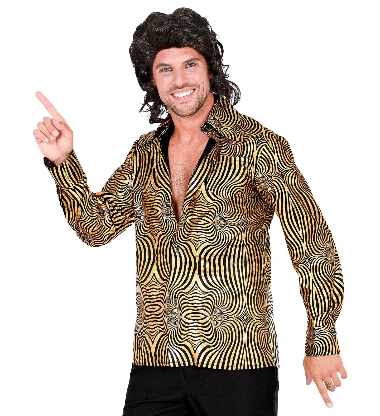 Widmann - Jaren 80 & 90 Kostuum - 70s Gouden Exotische Joe Disco Man - goud - Large / XL - Carnavalskleding - Verkleedkleding